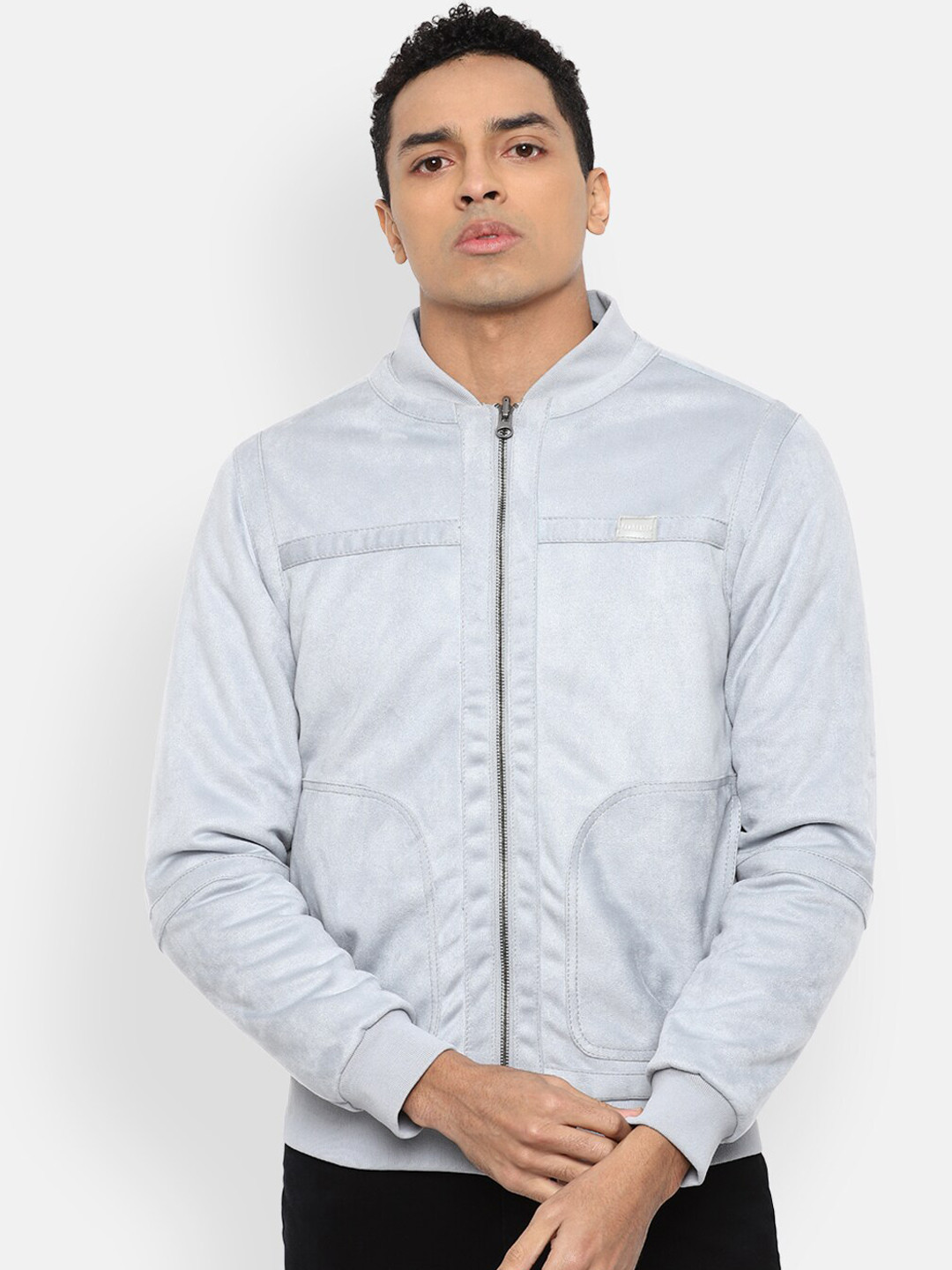 

V Dot Men Grey Bomber Jacket