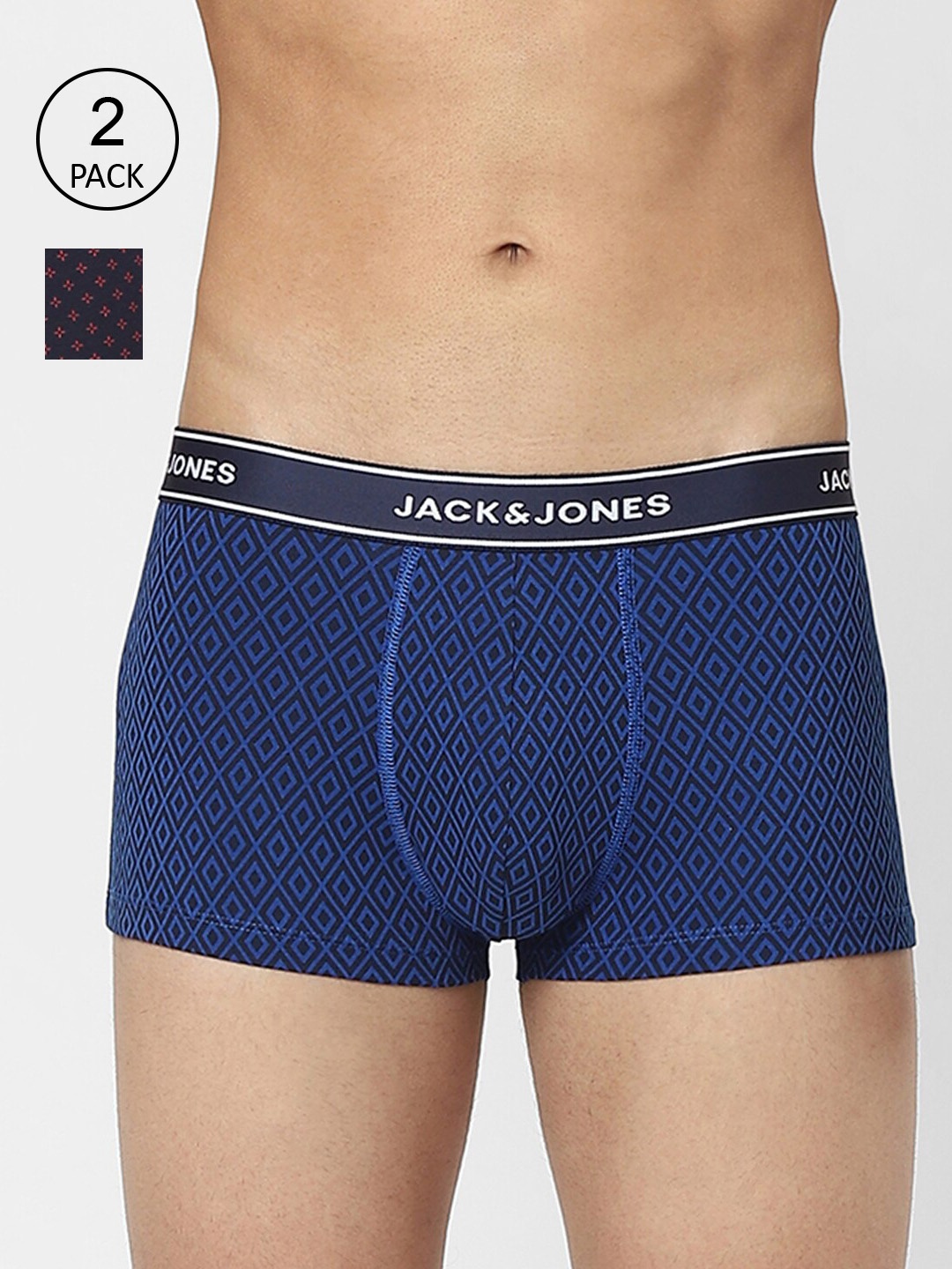 

Jack & Jones Men Pack Of 2 Solid Cotton Trunks 116797801, Blue