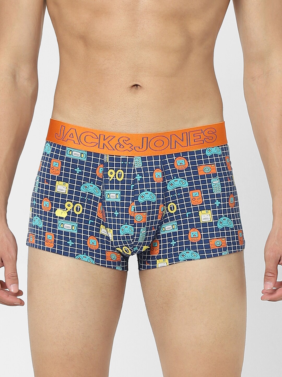 

Jack & Jones Men Blue & White Printed Cotton Trunks