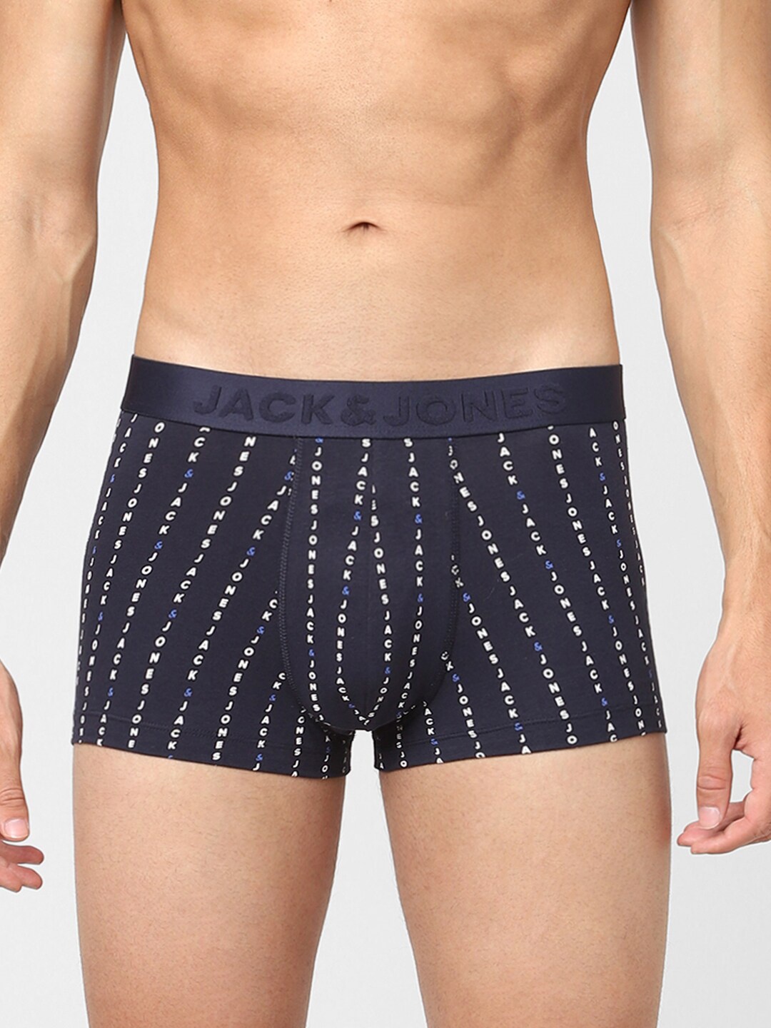 

Jack & Jones Men Charcoal-Grey & White Printed Cotton Trunk 116796601