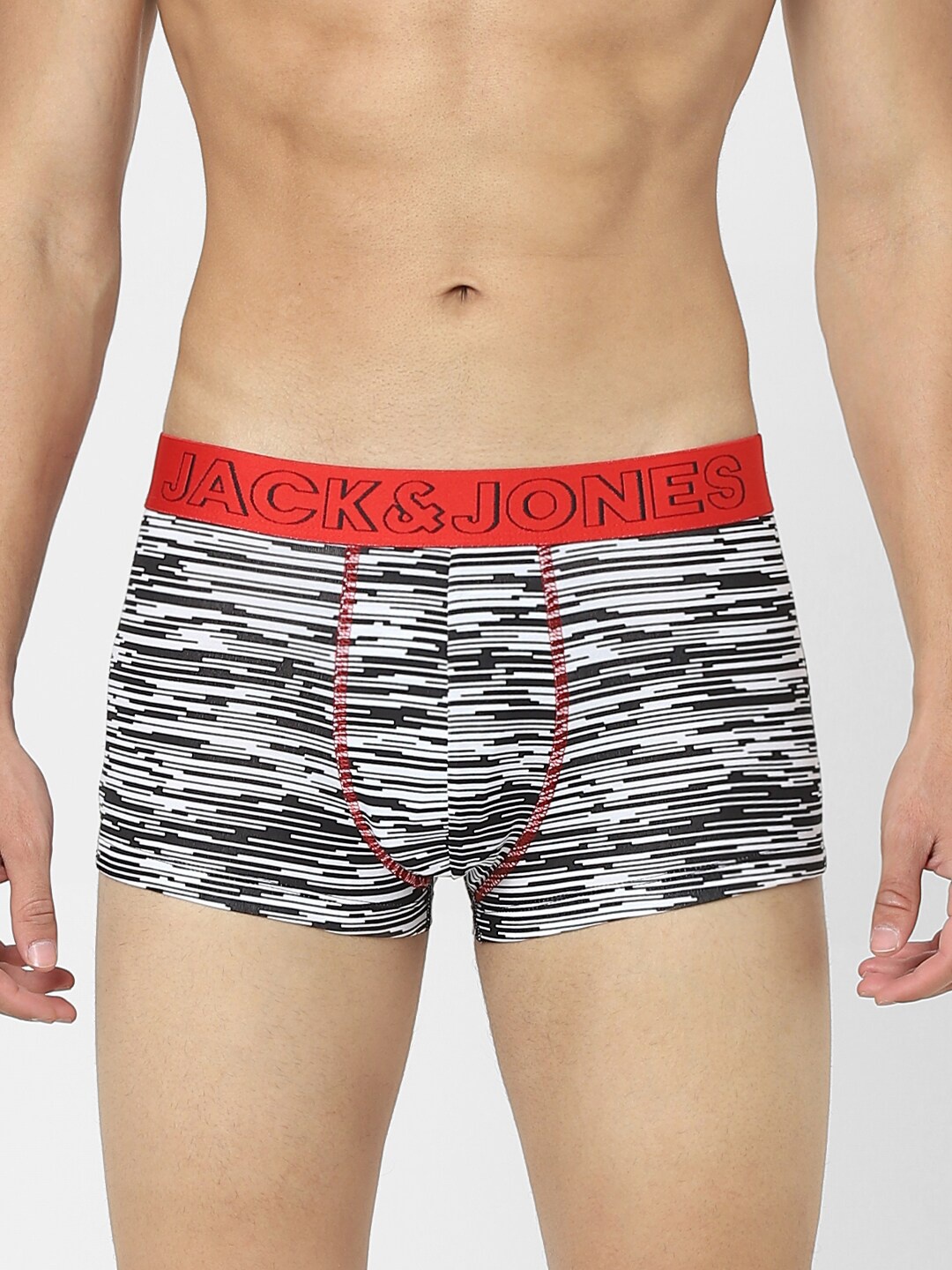 

Jack & Jones Men Black & White Printed Cotton Trunks 116800001