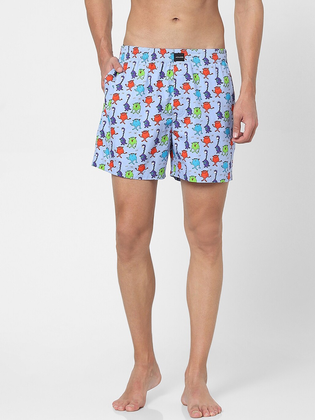 

Jack & Jones Men Blue & Red Printed Pure Cotton Boxers 279162801