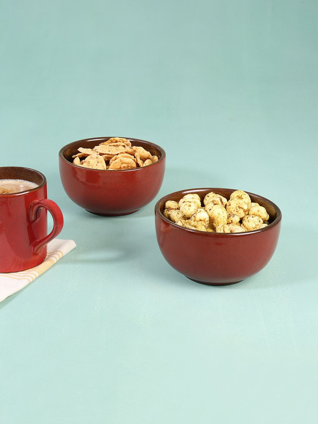 

ellementry Red Set Of 2 Ceramic Bowls