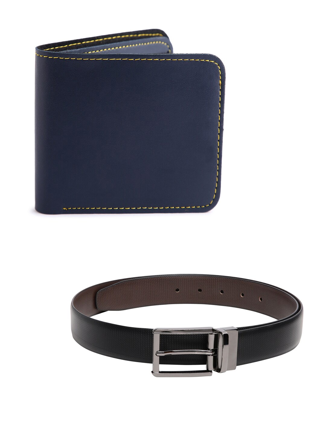 

CRUSSET Men Black Formal Belt With Wallet