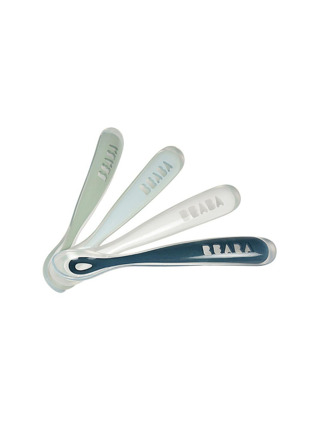 

BEABA Set of 4 Ergonomic 1st Stage Silicone Spoons, Green