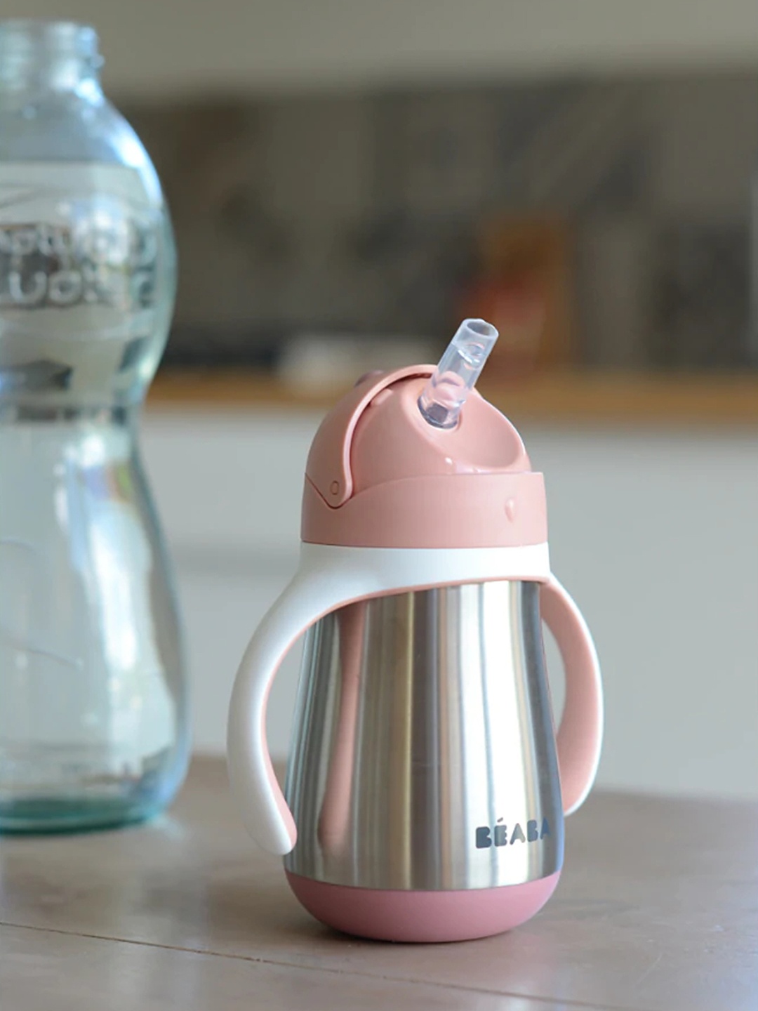 

BEABA Pink Stainless Steel Straw Sipper Cup 250 ml