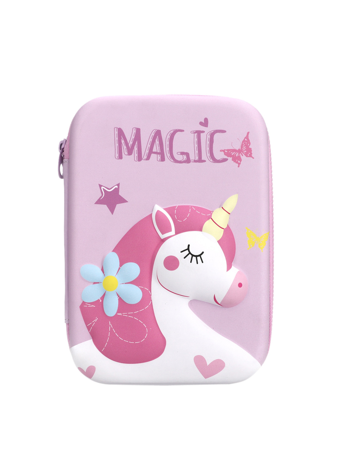 

YK Pink Unicorn 3D Embossed Pencil Pouch