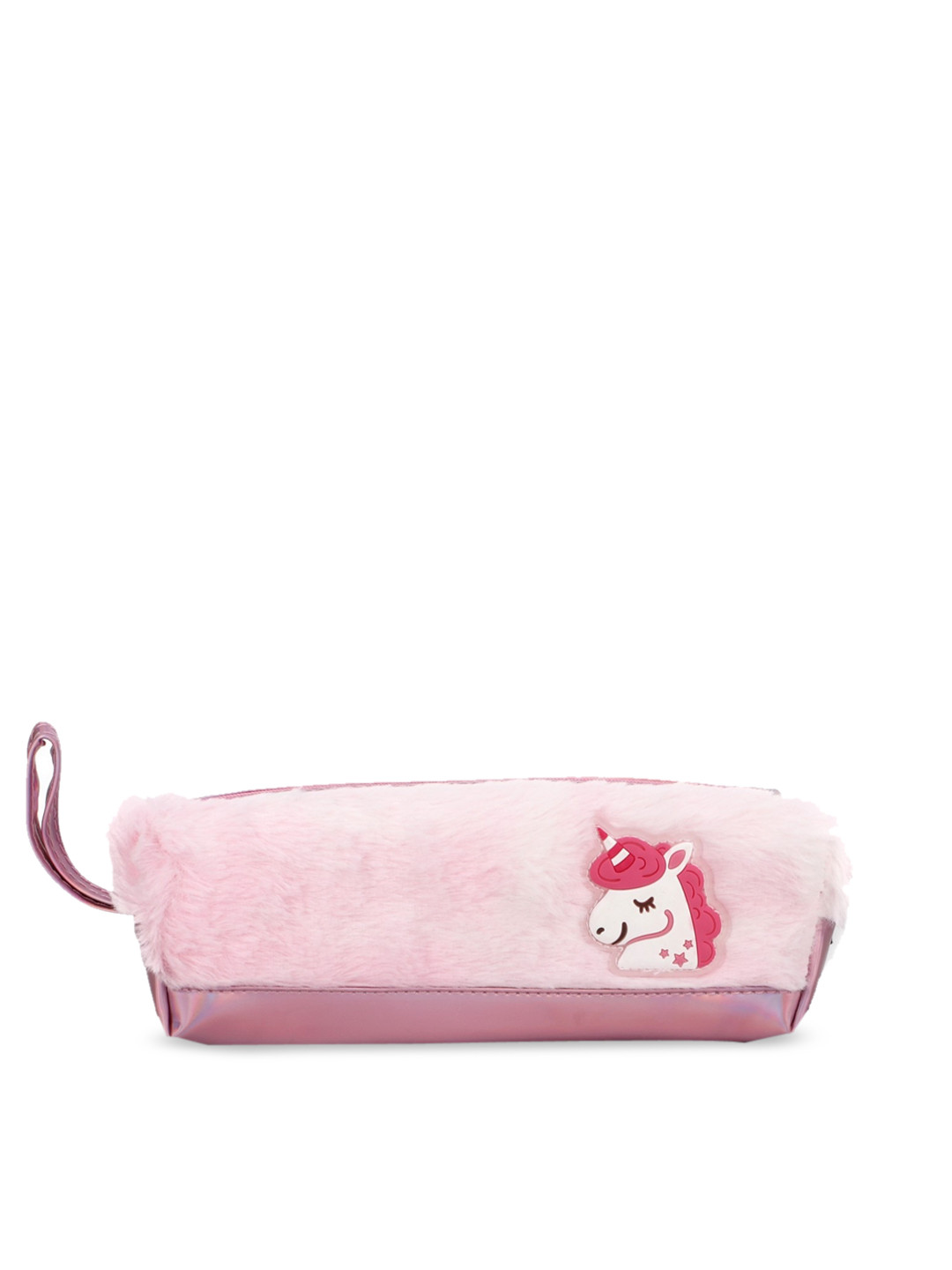 

YK Pink Unicorn Plush Holographic Faux Fur Pencil Pouch