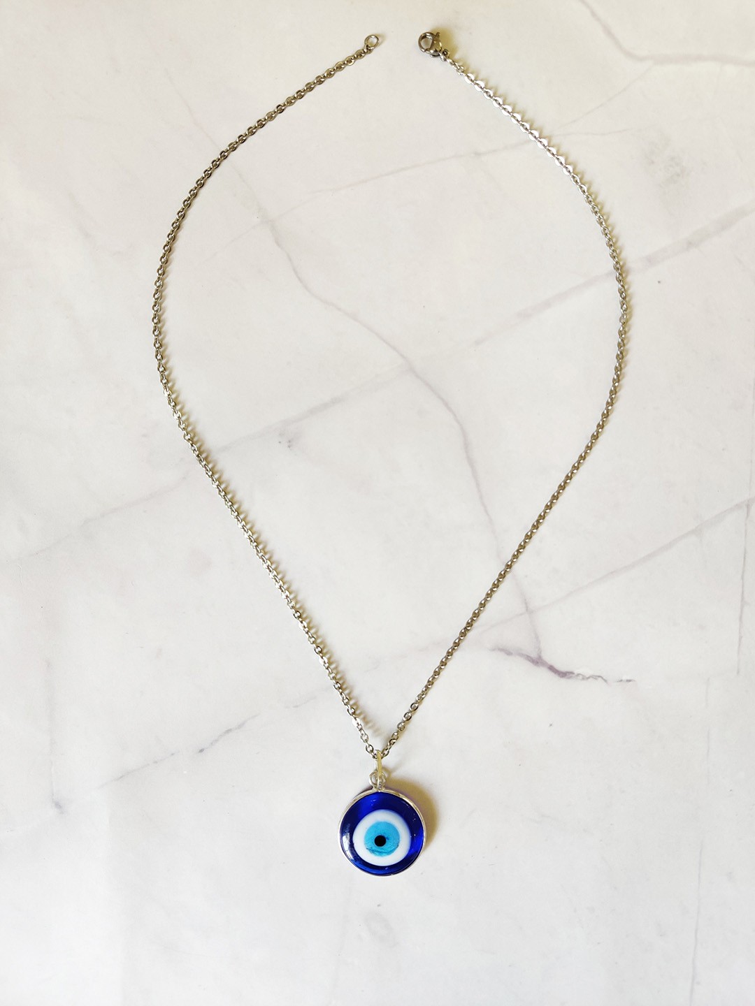 

EL REGALO Blue & Silver-Toned Evil Eye Pendant Necklace