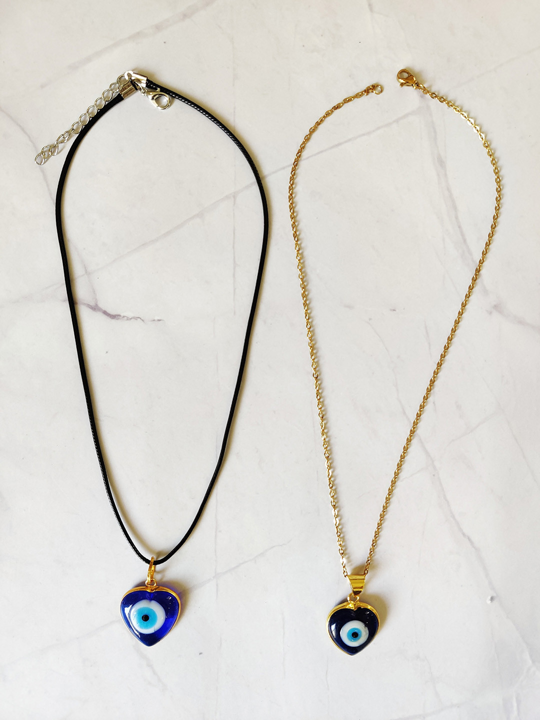 

EL REGALO Set Of 2 Blue & Black Necklaces