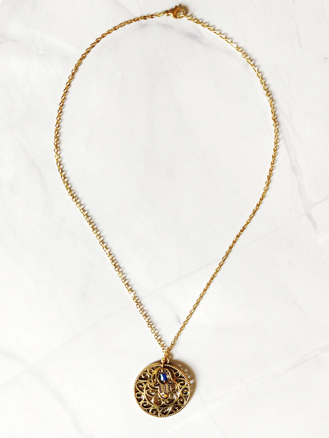 

EL REGALO Gold-Toned & Blue Hamsa Necklace
