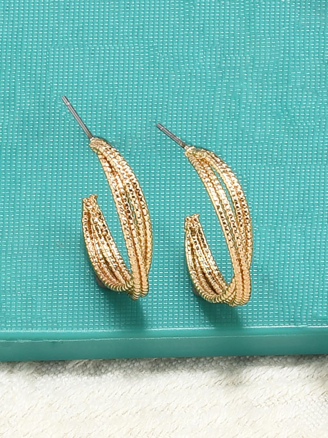 

AMI Gold-Plated Contemporary Half Hoop Earrings