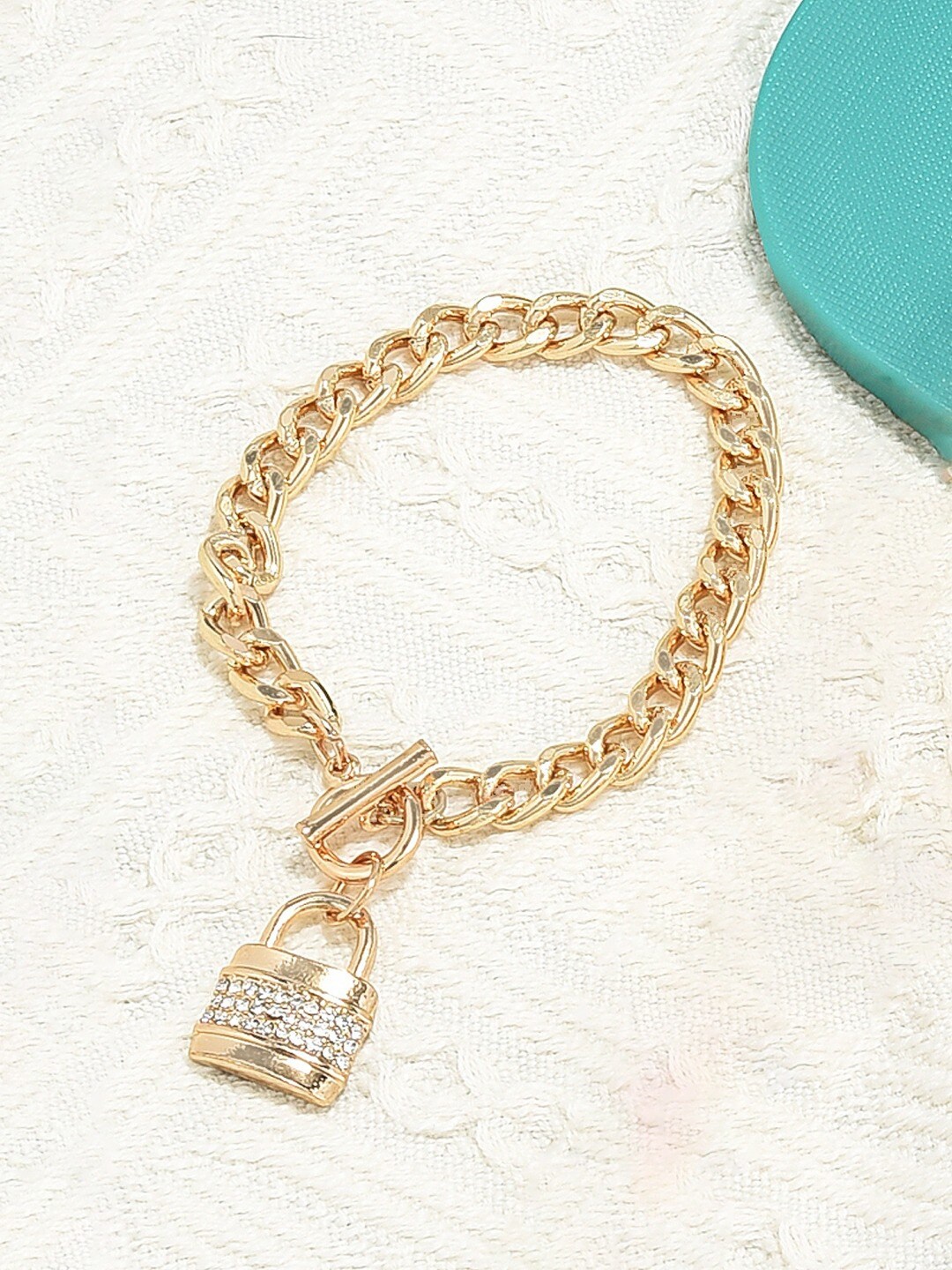 

AMI Women Gold-Toned & White Gold-Plated Charm Bracelet