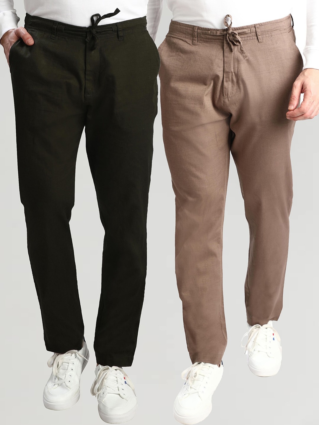 

Dream of Glory Inc Men Taupe Pack of 2 Relaxed Straight Leg Chinos Trousers