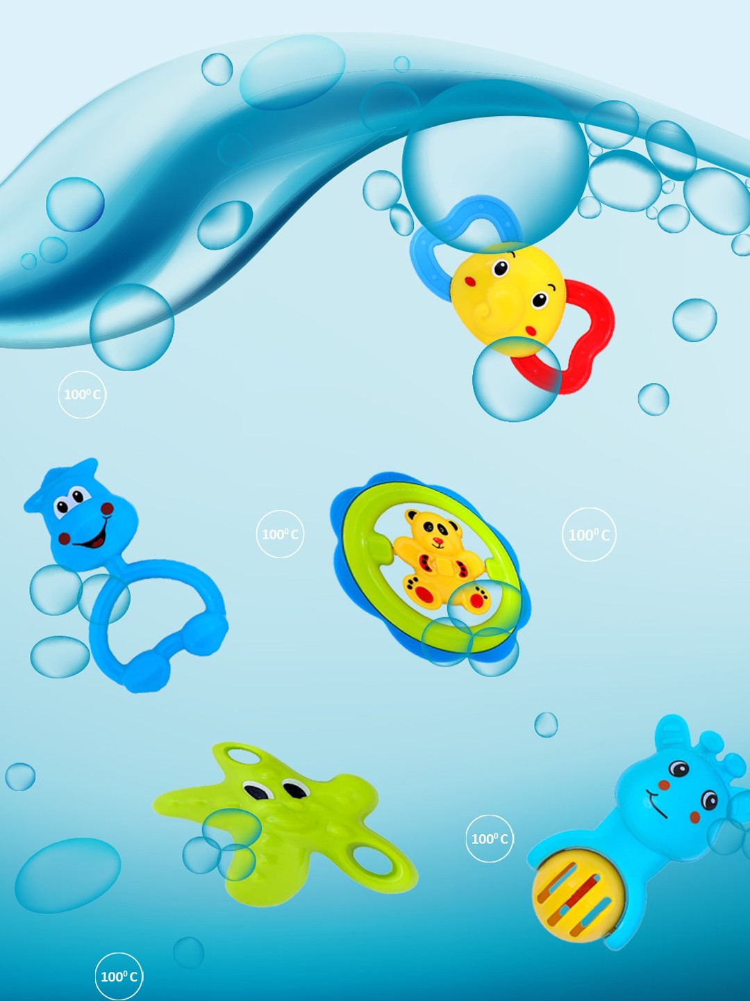 

Wembley Toys Set of 8 Green & Blue Teether Toys