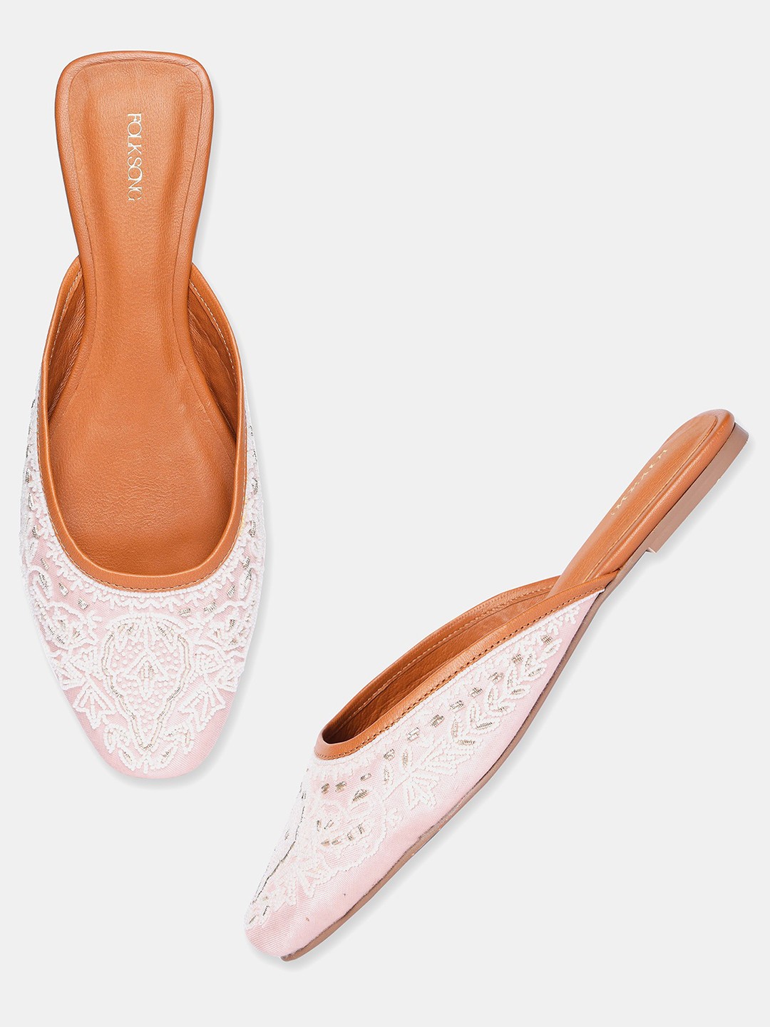 

W The Folksong Collection Women Pink Party Open Toe Flats