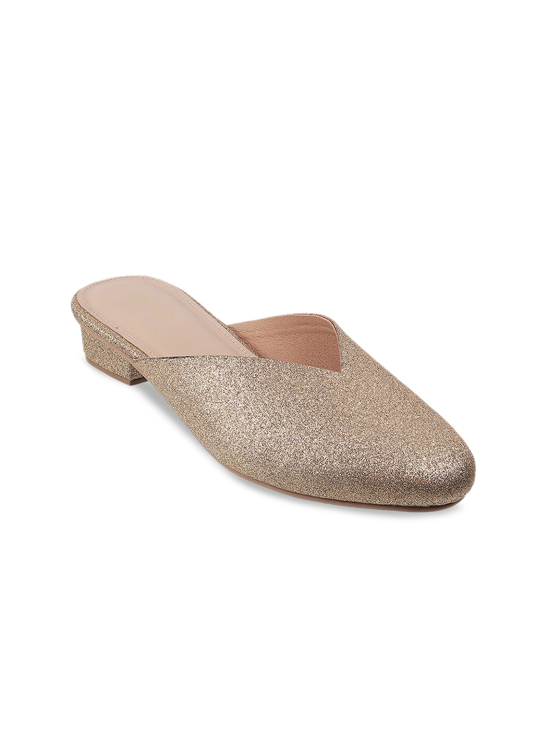 

Metro Gold-Toned Embellished Block Mules