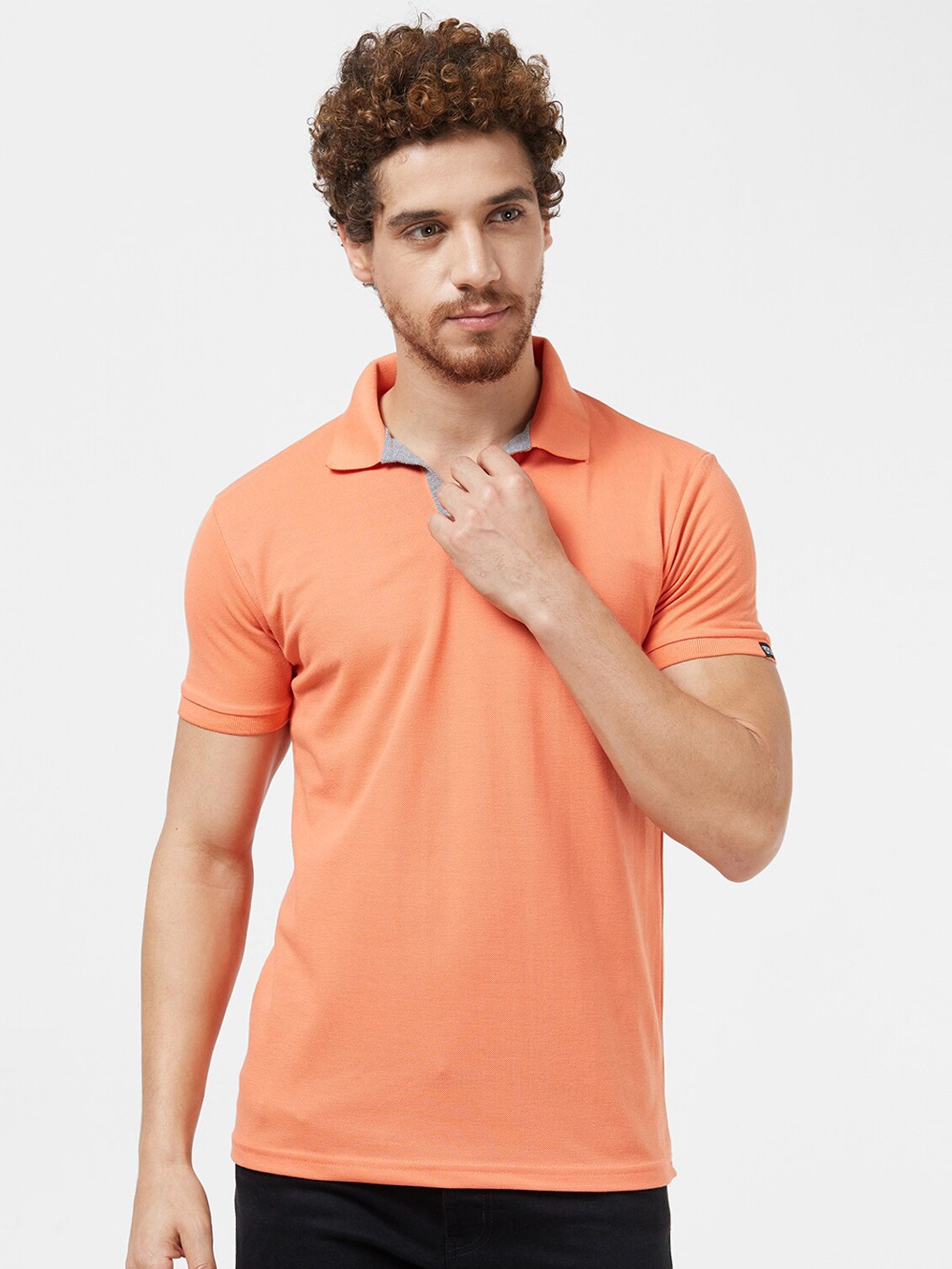 

Wear Your Opinion Men Peach-Coloured Polo Collar T-shirt