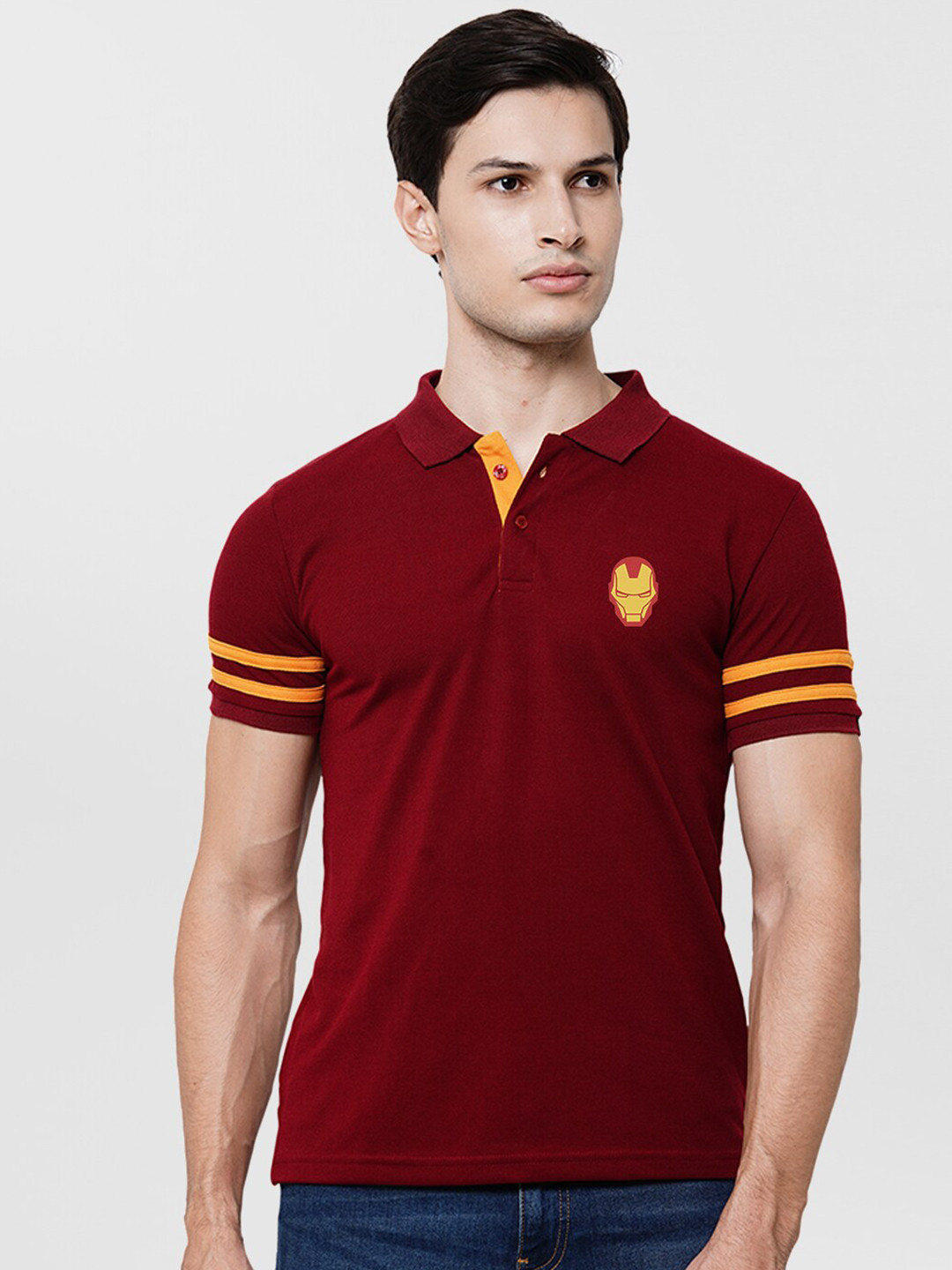 

Wear Your Opinion Men Maroon Iron Man Printed Cotton Polo Collar T-shirt