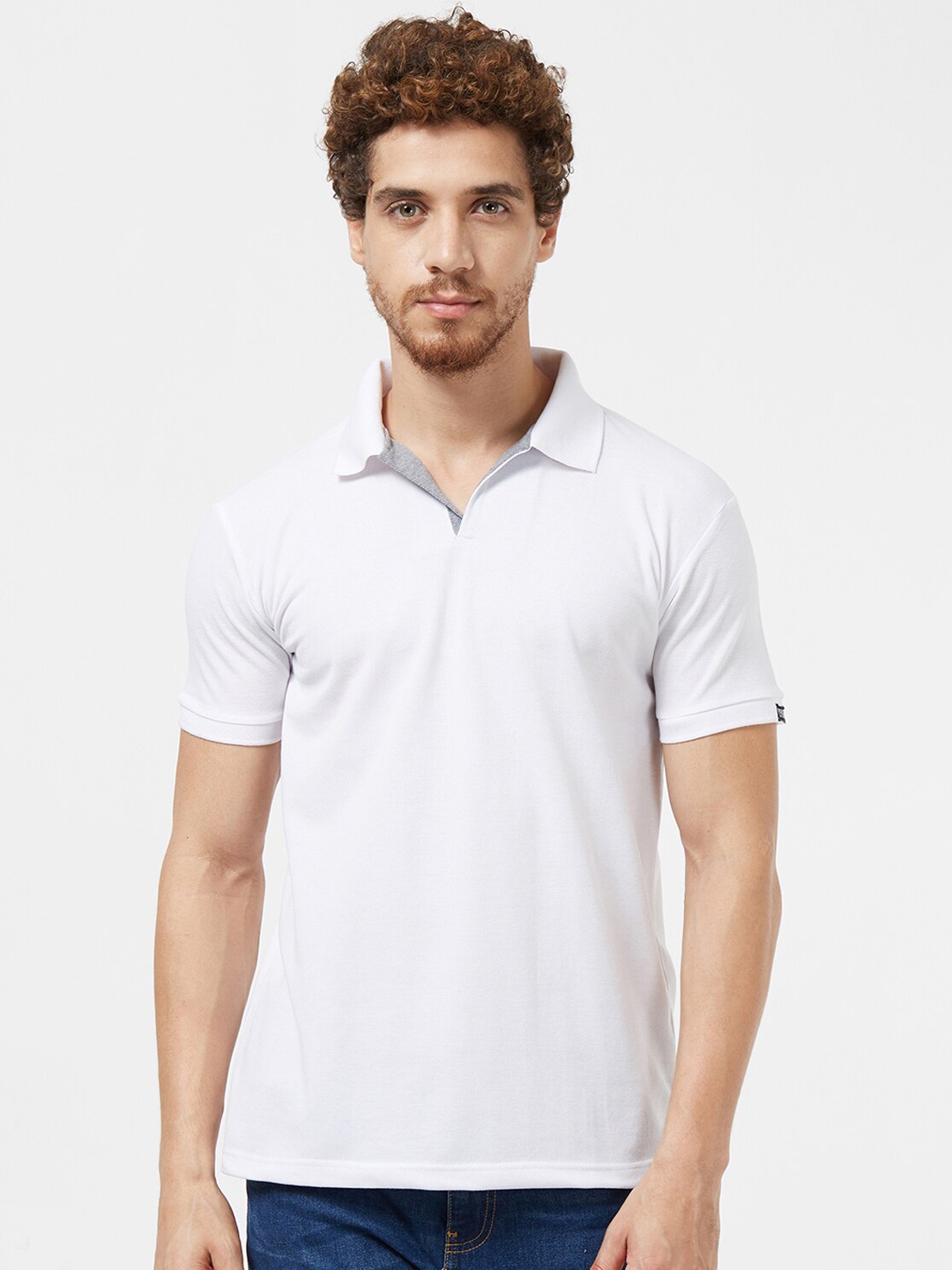 

Wear Your Opinion Men White Polo Collar T-shirt