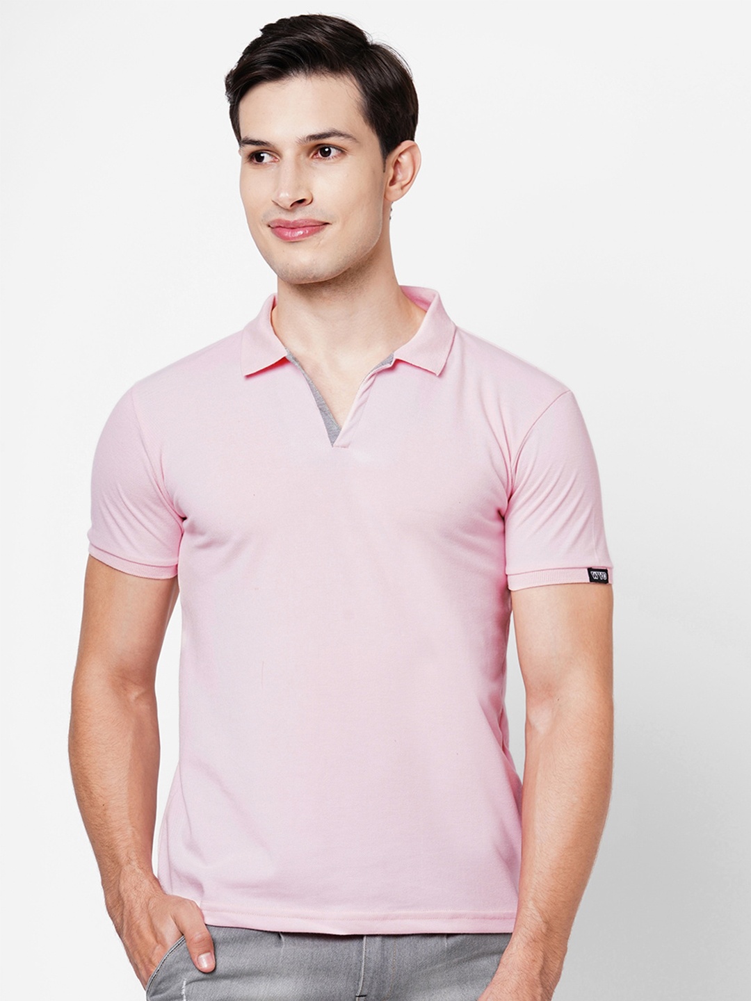 

Wear Your Opinion Men Pink Polo Collar T-shirt