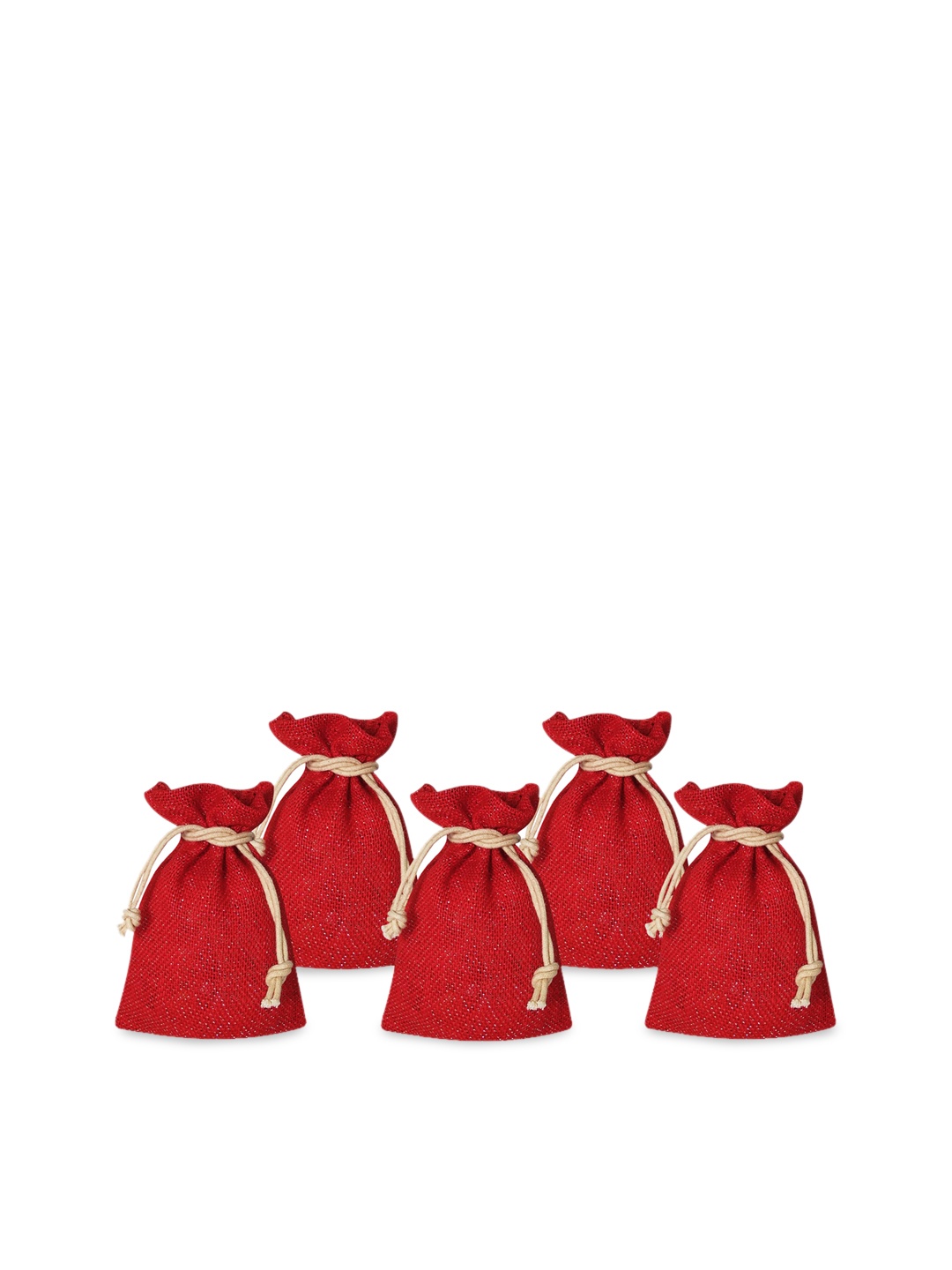 

earthbags Set Of 5 Red Jute Potli Clutch
