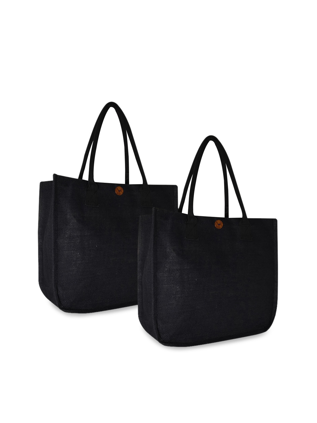 

earthbags Set Of 2 Jute Shopper Tote Bags, Black