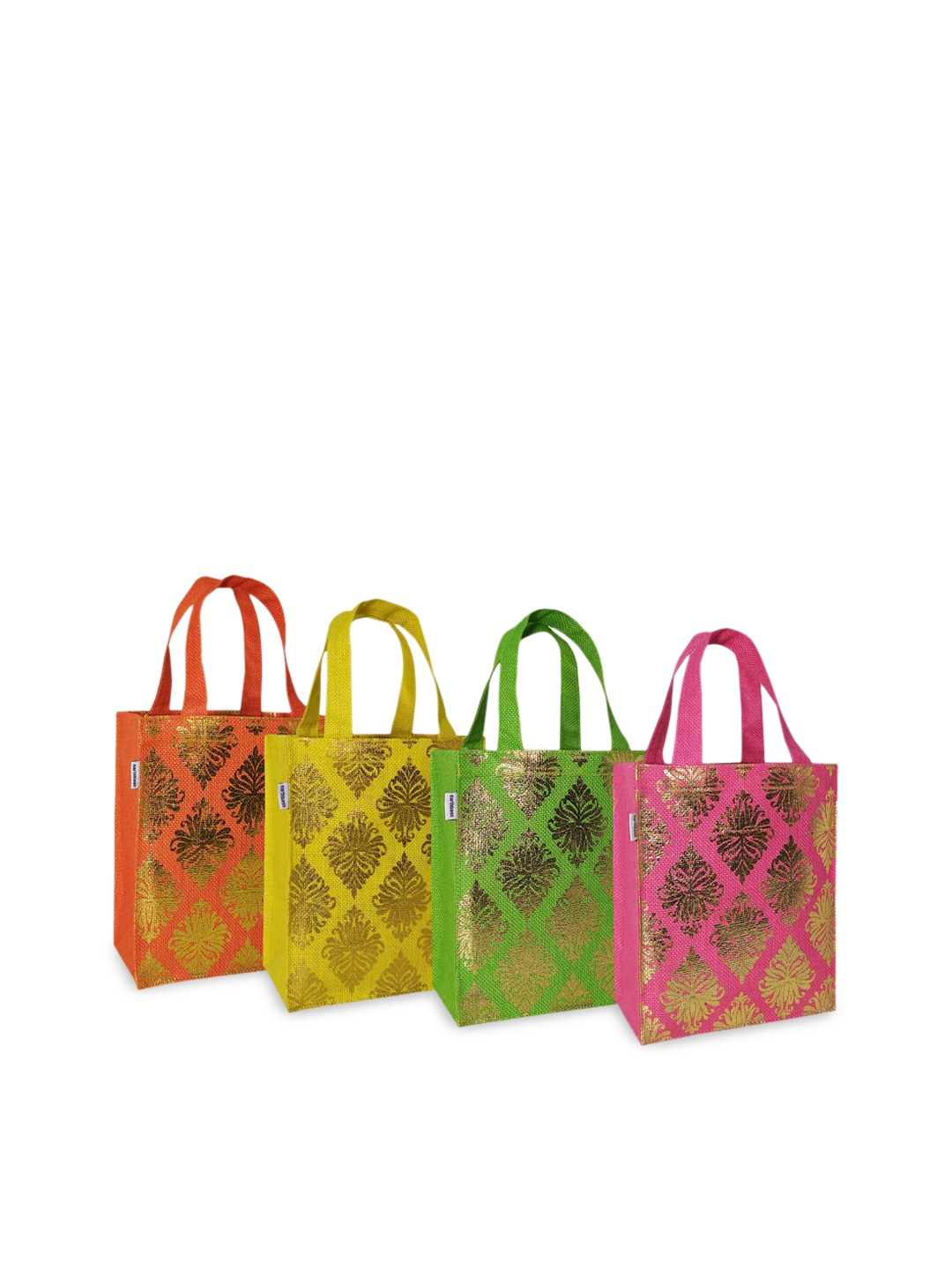 

earthbags Pack of 4 Multicoloured Printed Shopper Tote Bag, Multi