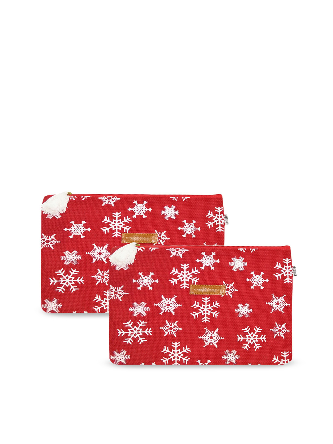 

earthbags Pack of 2 Red & White Printed Envelope Clutch