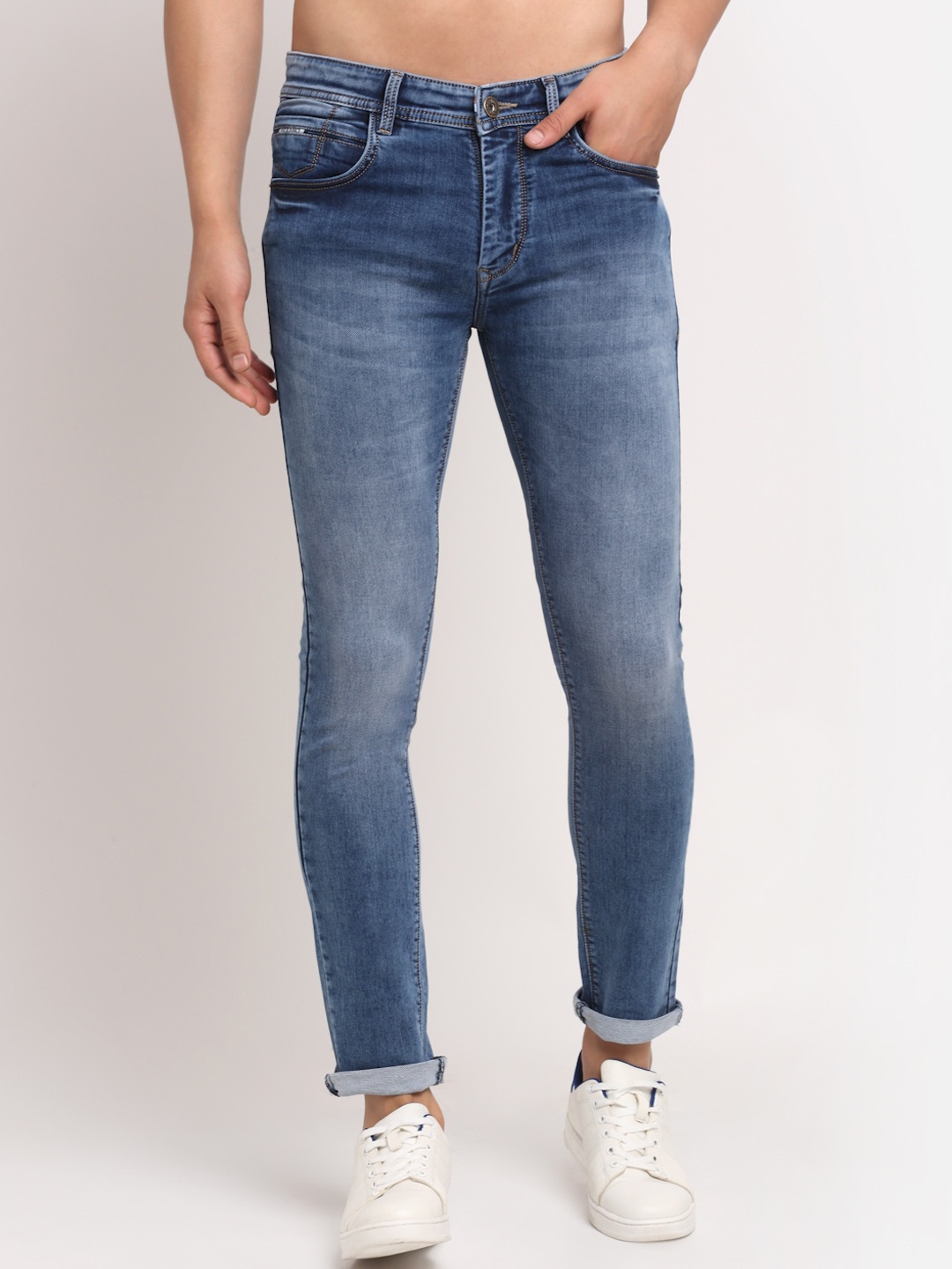 

Rodamo Men Blue Slim Fit Heavy Fade Stretchable Jeans