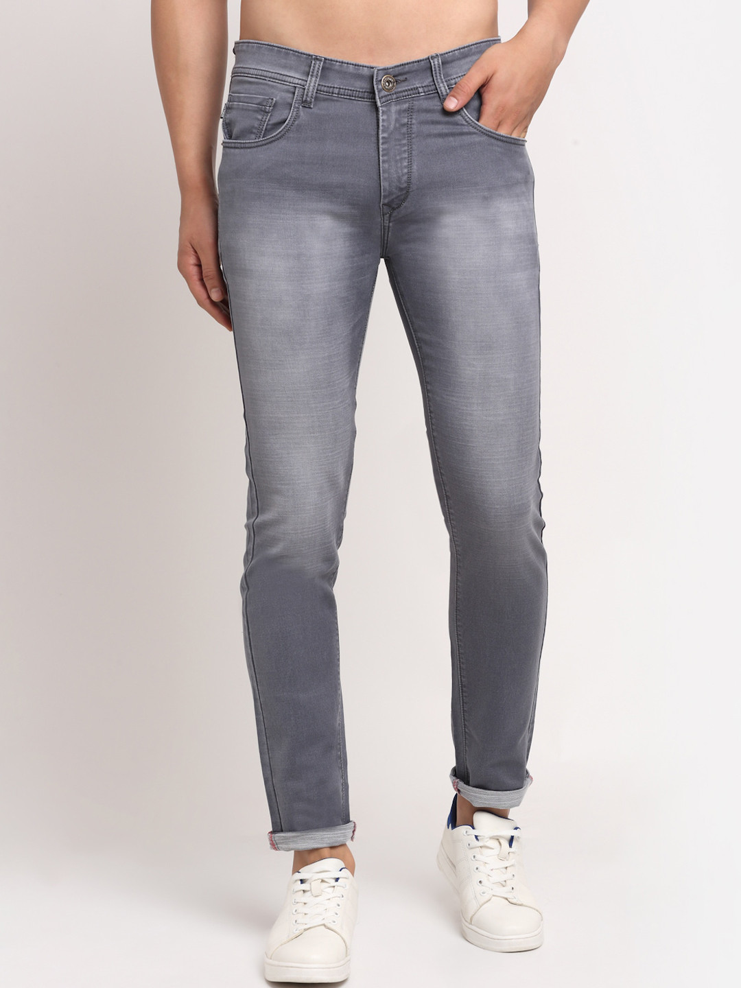 

Rodamo Men Grey Slim Fit Heavy Fade Stretchable Jeans