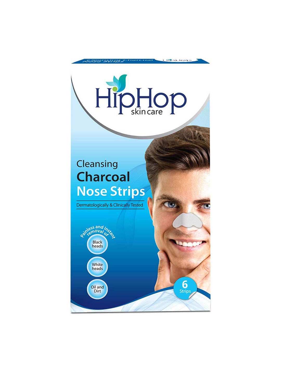 

HipHop Skincare Men Blackhead Remover Cleansing Charcoal Nose Strips - 6 Strips, Blue