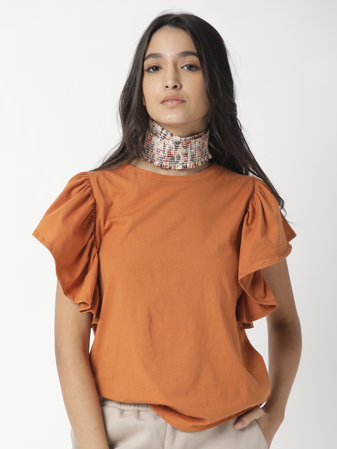 

RAREISM Orange Pure Cotton Top