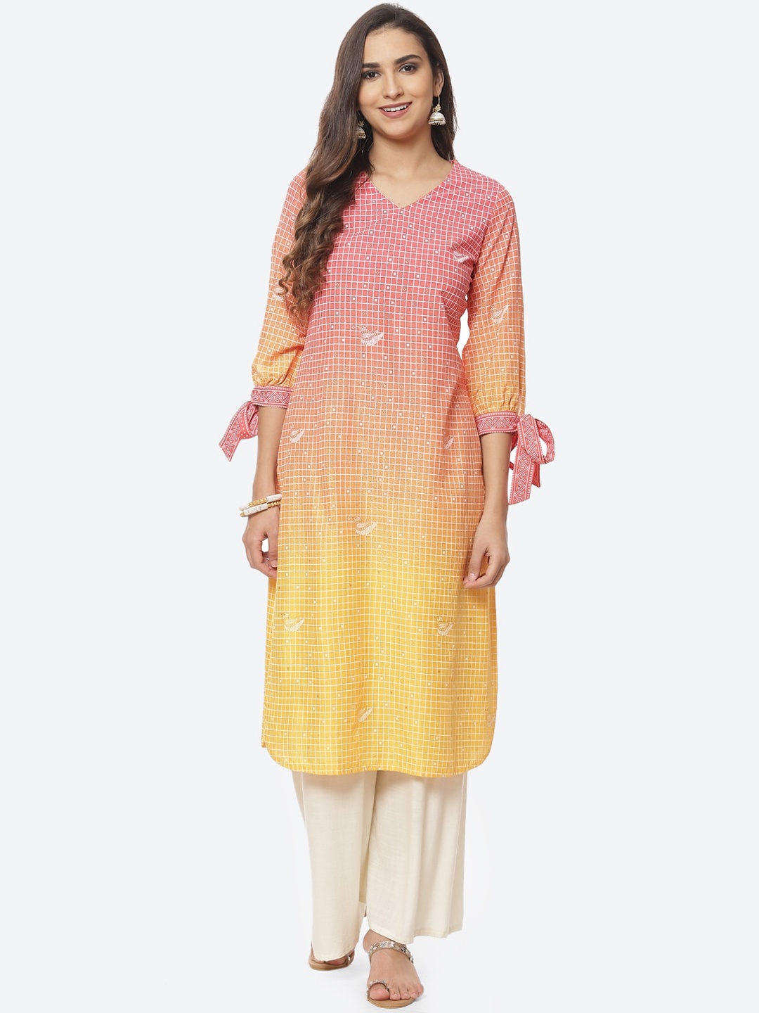 

Rangriti Women Yellow Printed Kurta