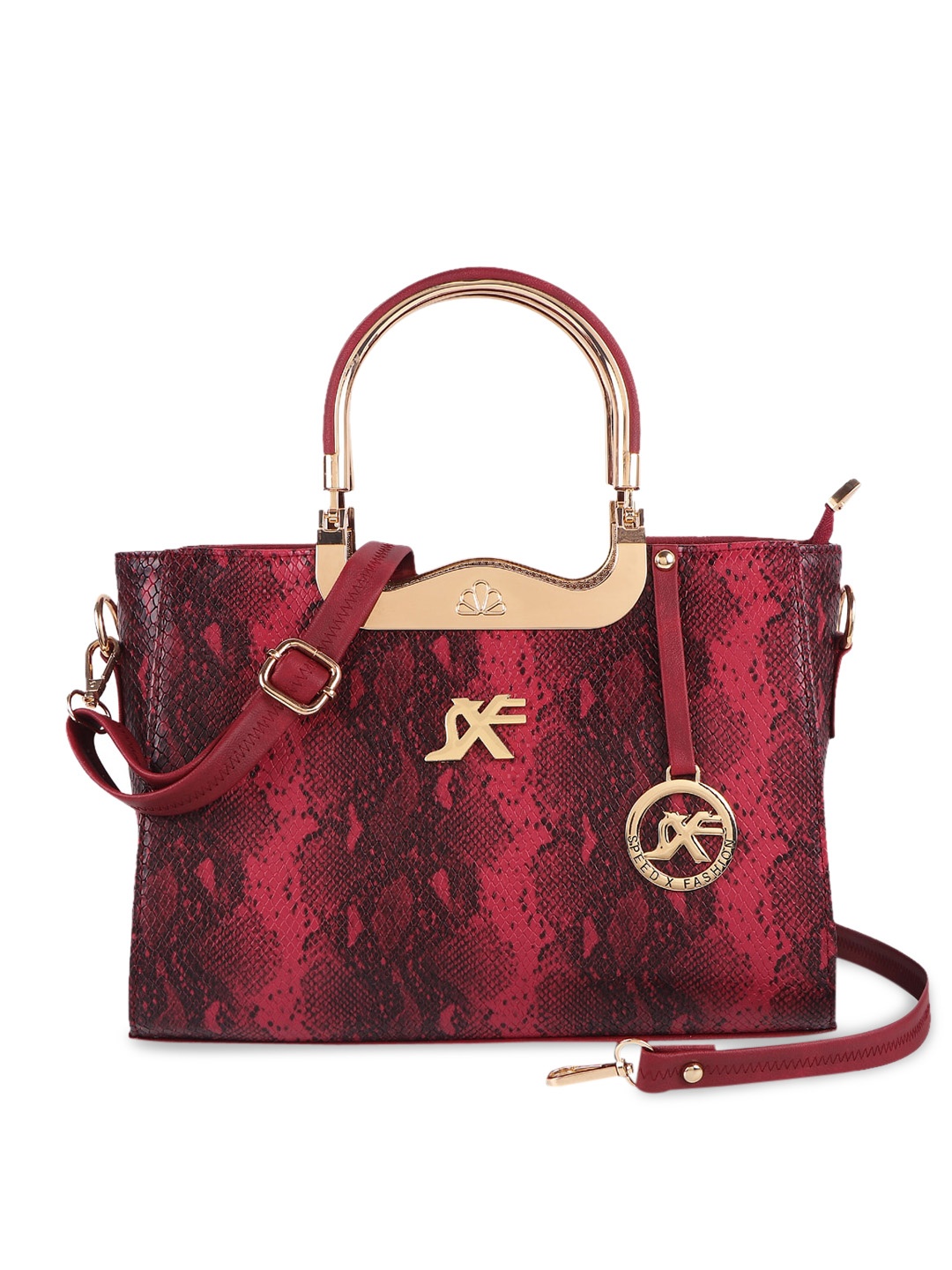 

SXF SPEED X FASHION Maroon PU Shopper Handheld Bag with Tasselled