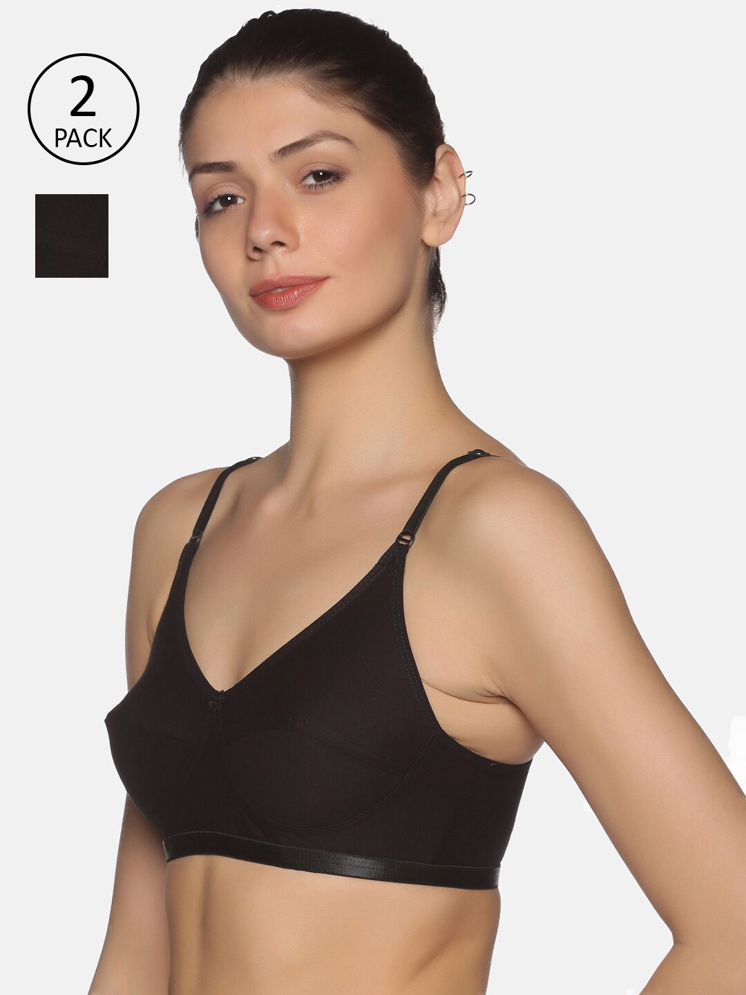 

NOT YET by us Pack of 2 Black Cotton Everyday Bras