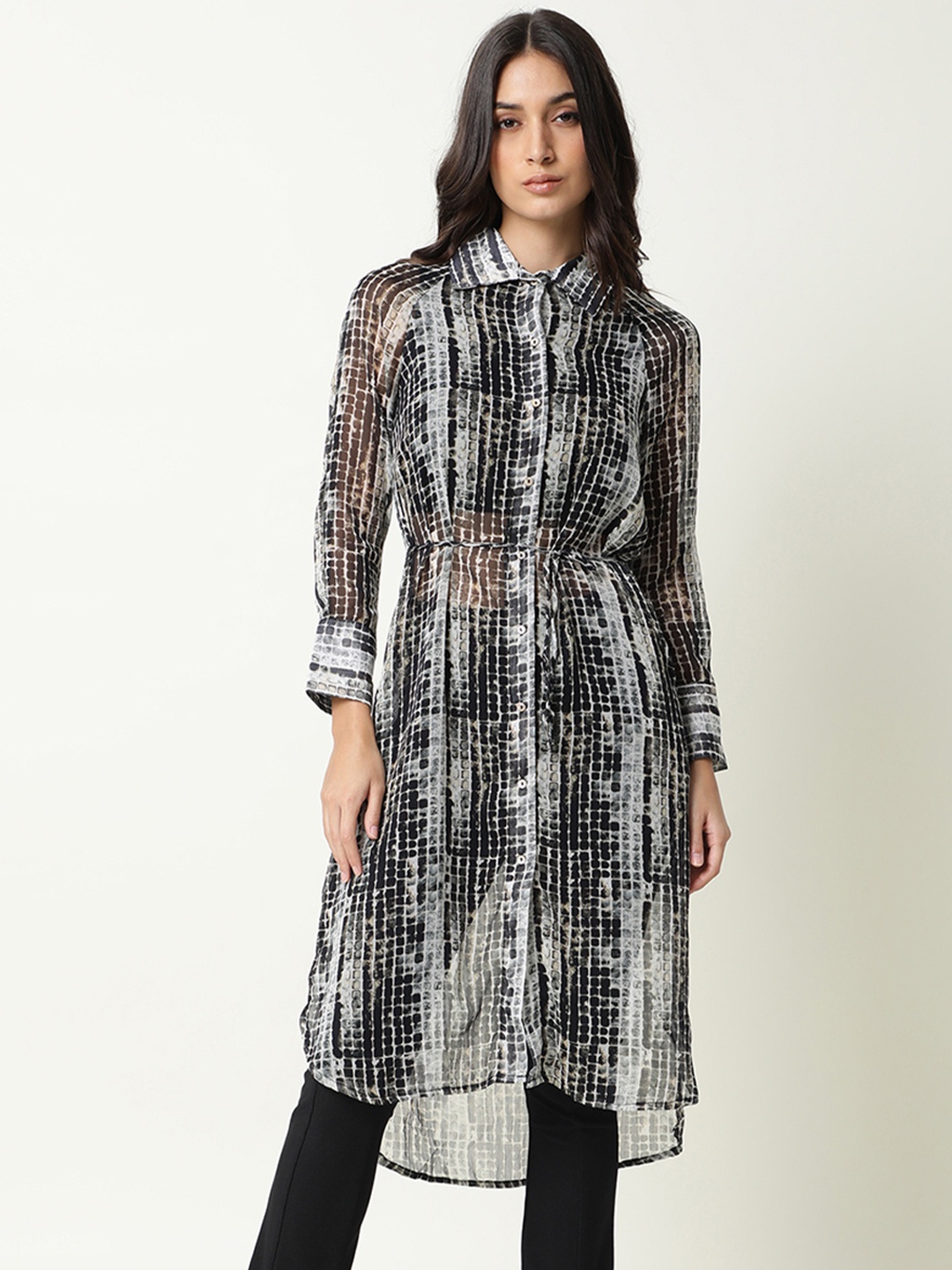 

RAREISM Black Shirt Midi Dress