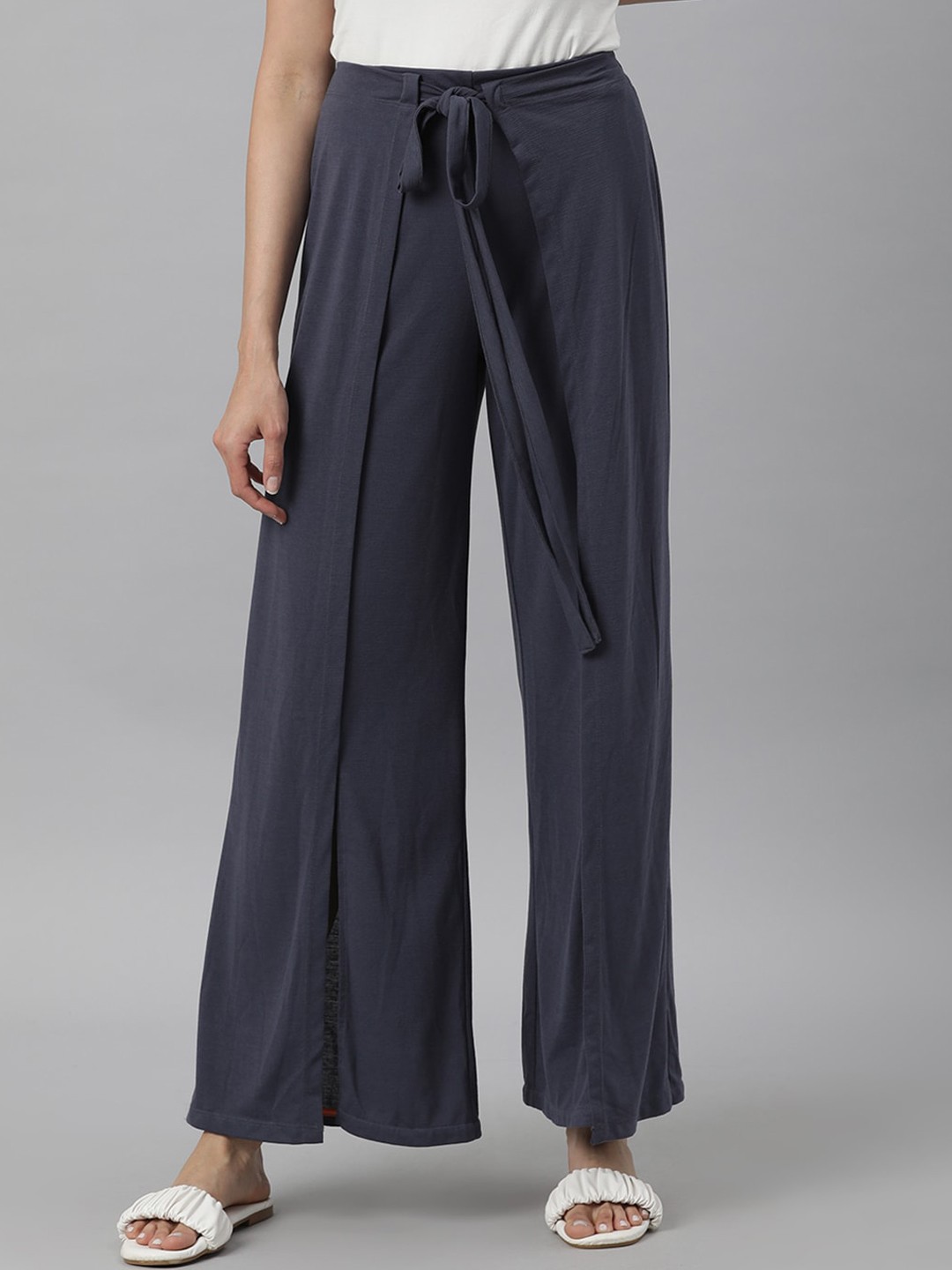 

RAREISM Women Blue Tailored Slim Fit Trousers