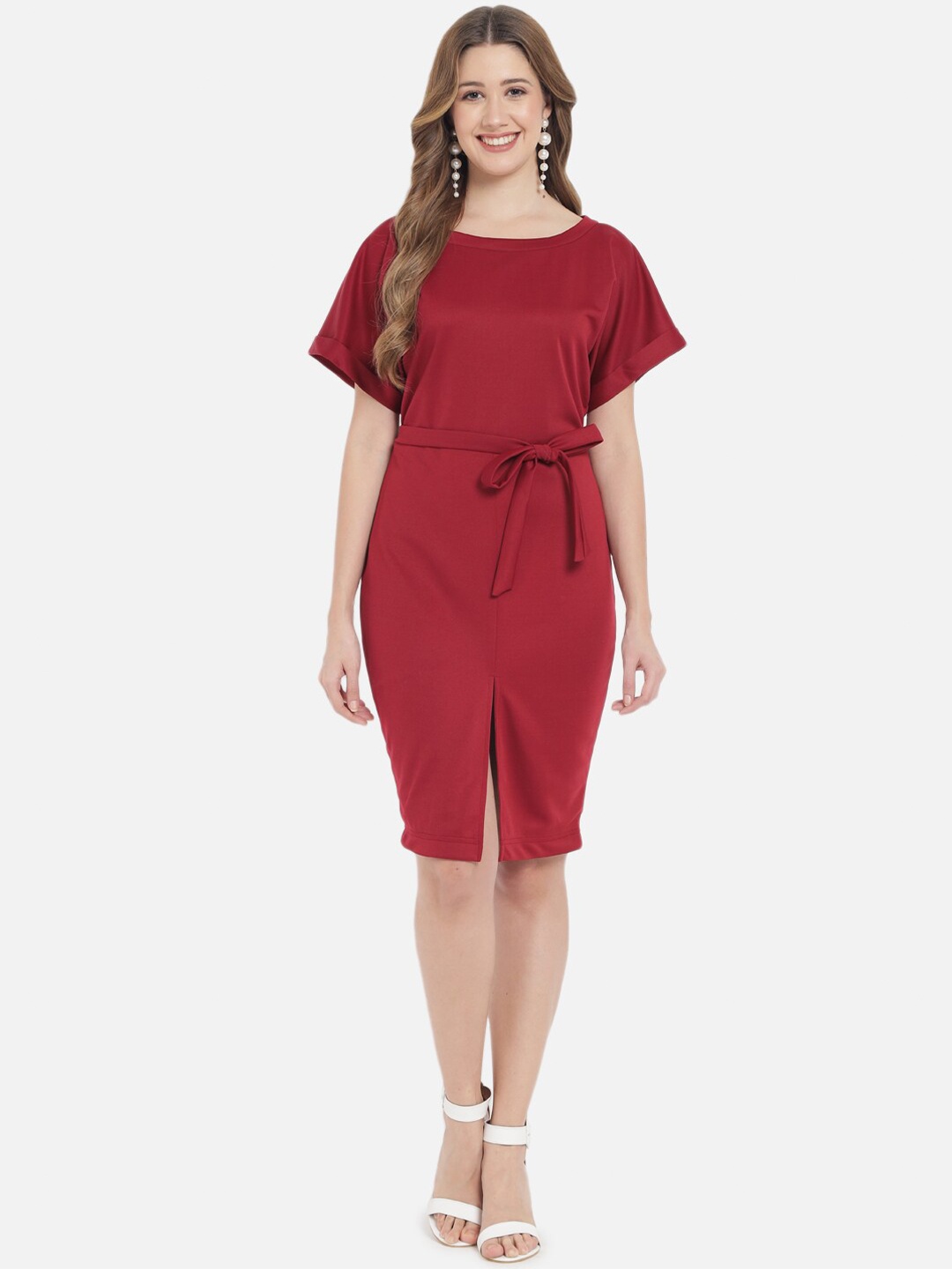 

Just Wow Maroon Formal Sheath Dress