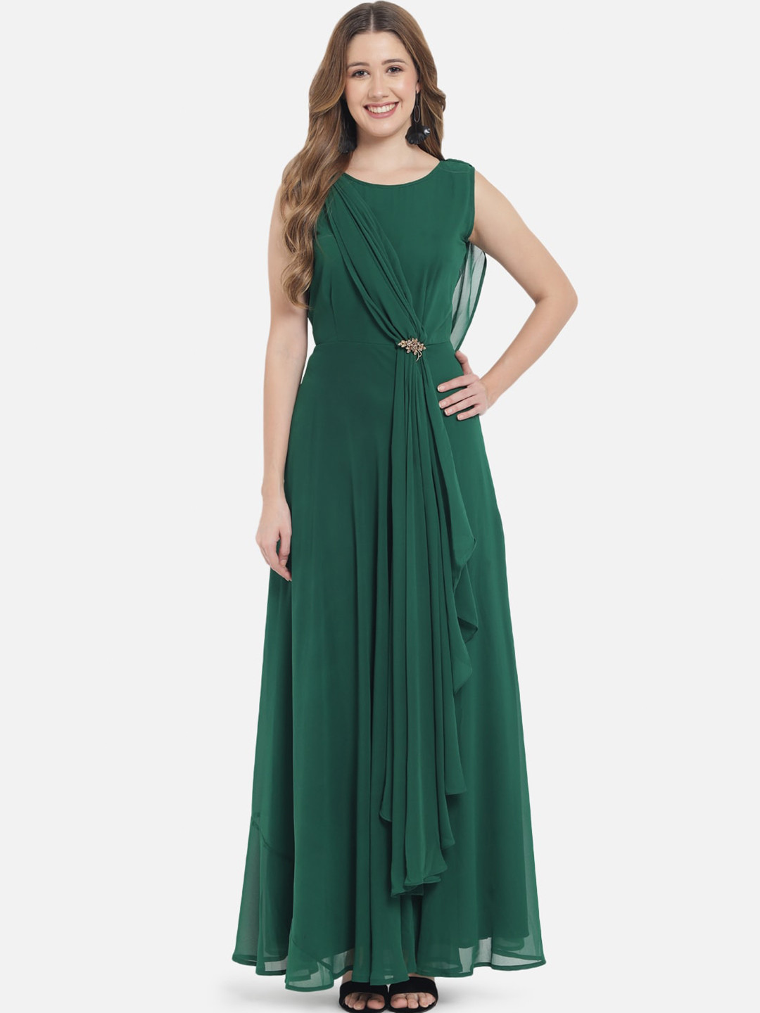 

Just Wow Green Georgette Maxi Dress
