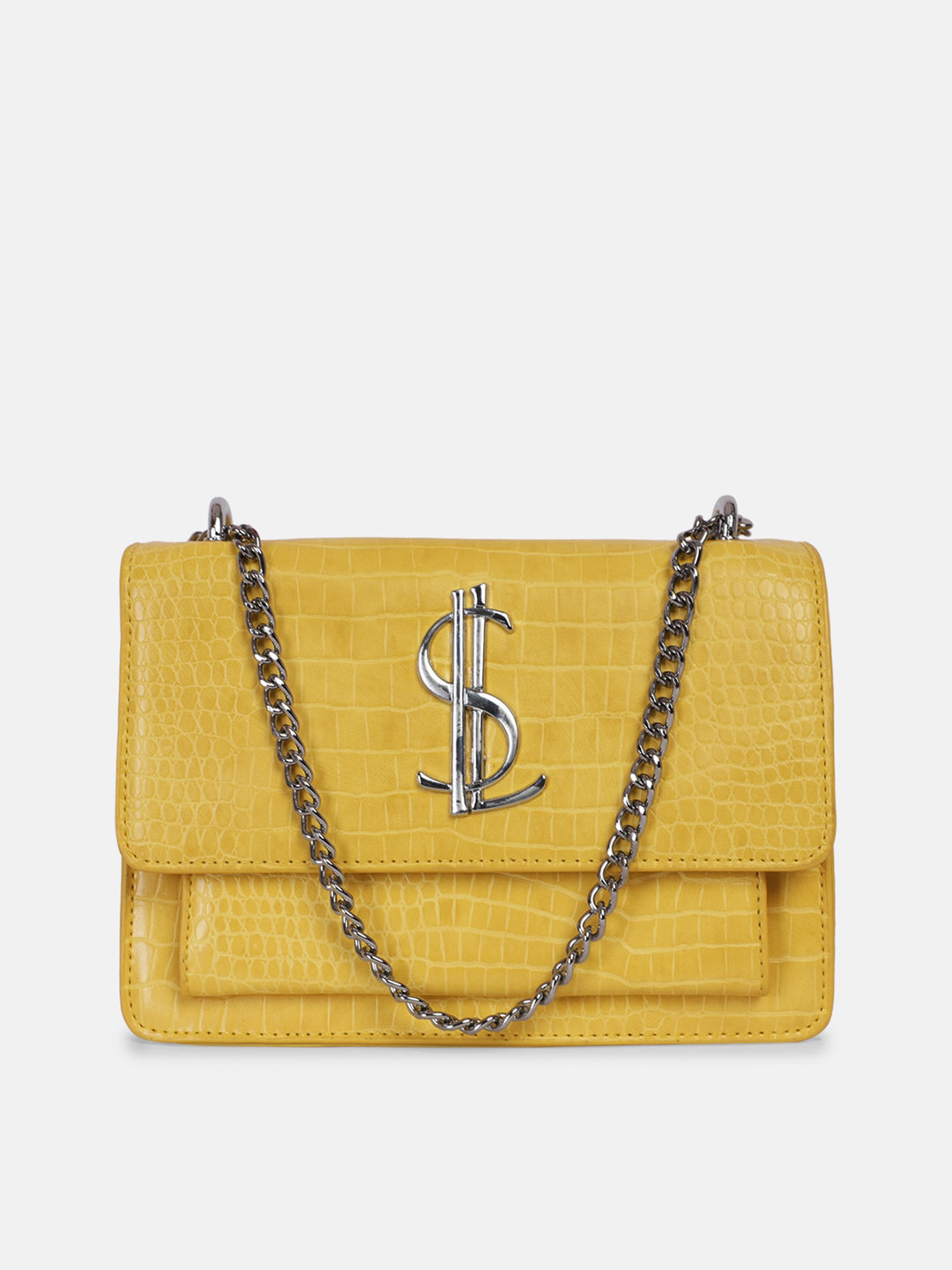 

Bagsy Malone Yellow PU Structured Sling Bag