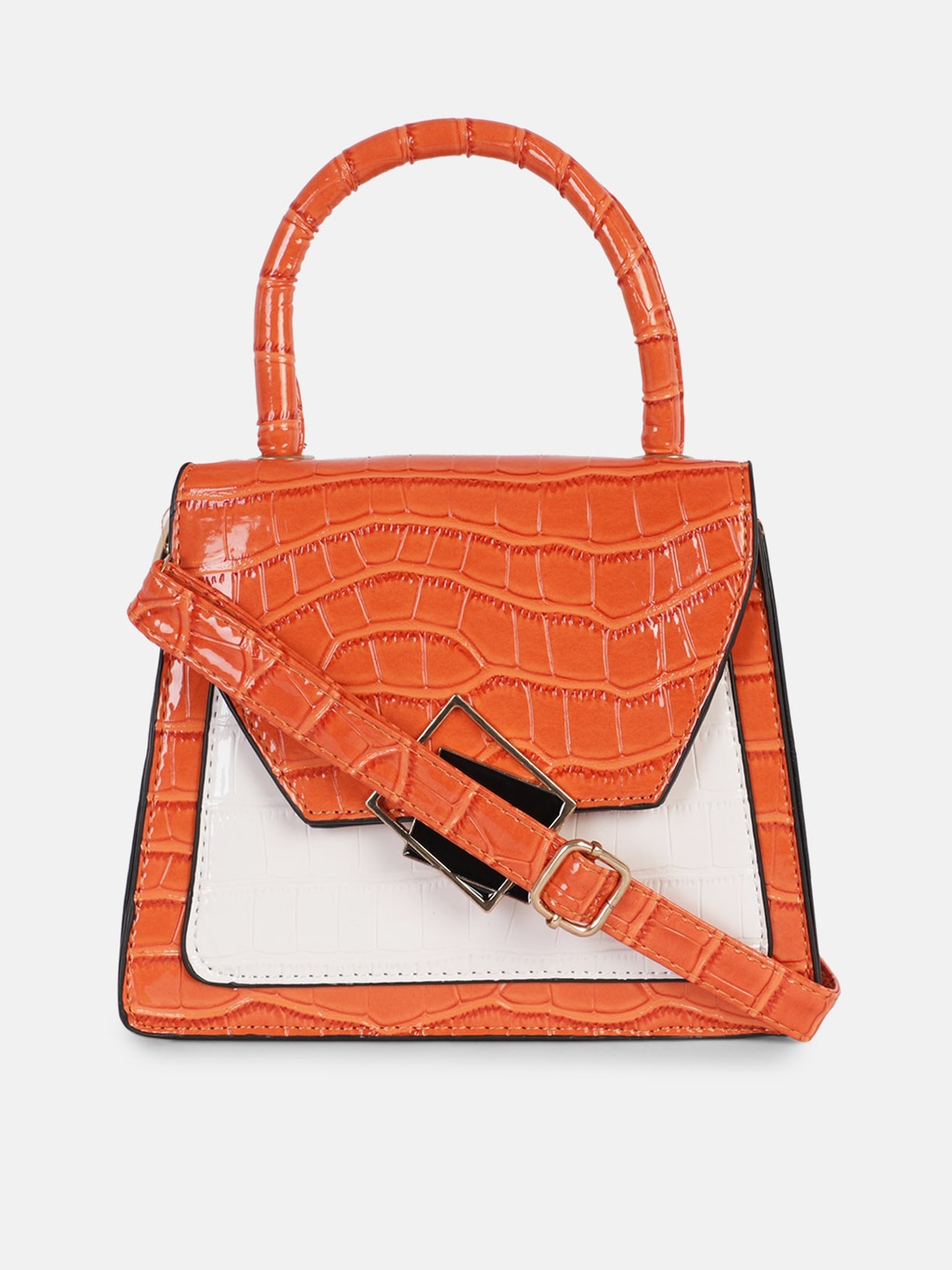 

Bagsy Malone Orange PU Structured Handheld Bag With Detachable Sling Strap