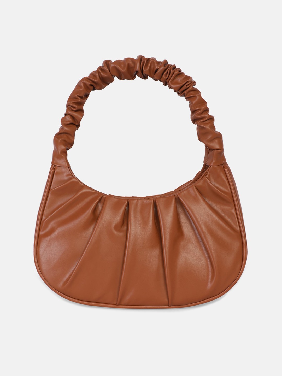 

Bagsy Malone Brown PU Half Moon Handheld Bag with Fringed