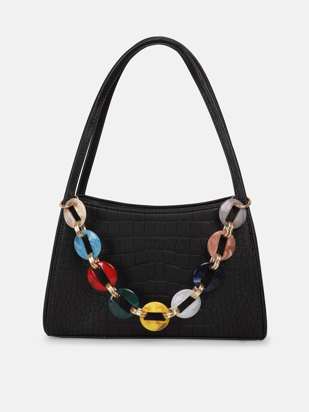 

Bagsy Malone Black Textured PU Structured Hobo Bag
