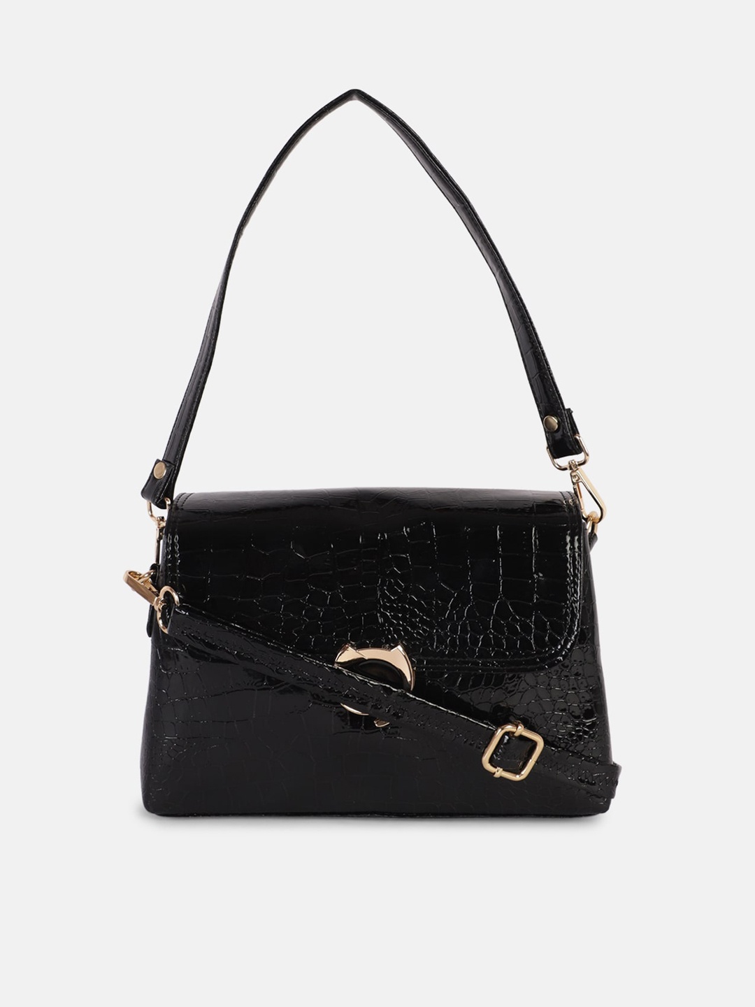 

Bagsy Malone Black Animal Textured Structured Handheld Bag