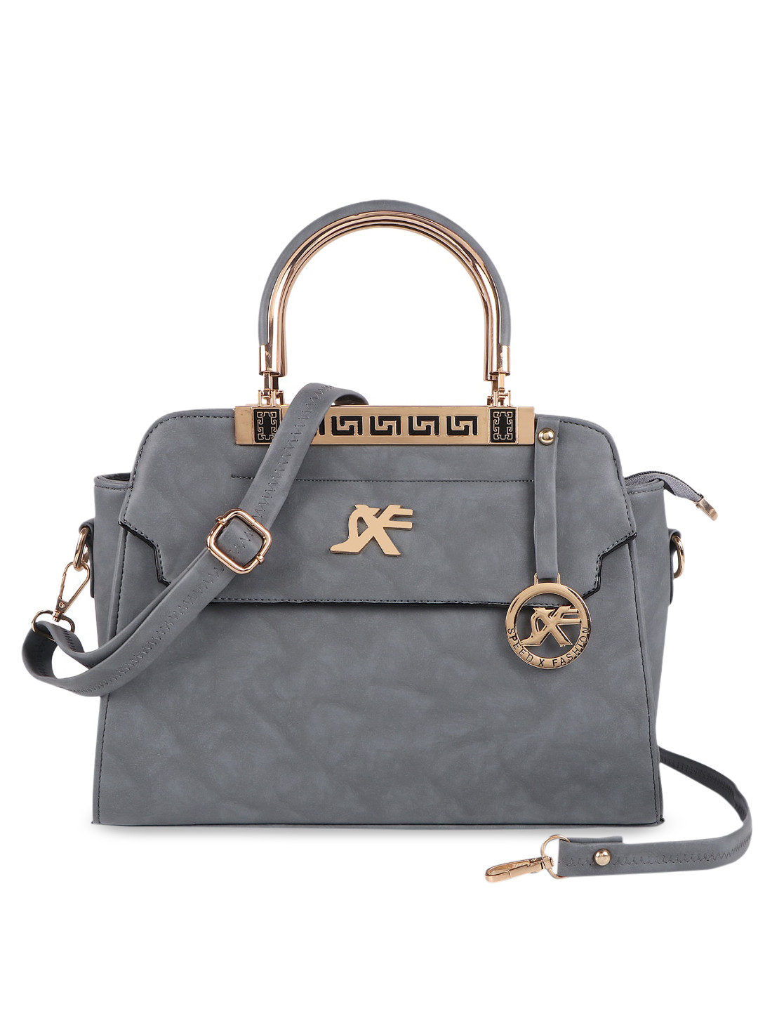 

SXF SPEED X FASHION Grey PU Structured Handheld Bag