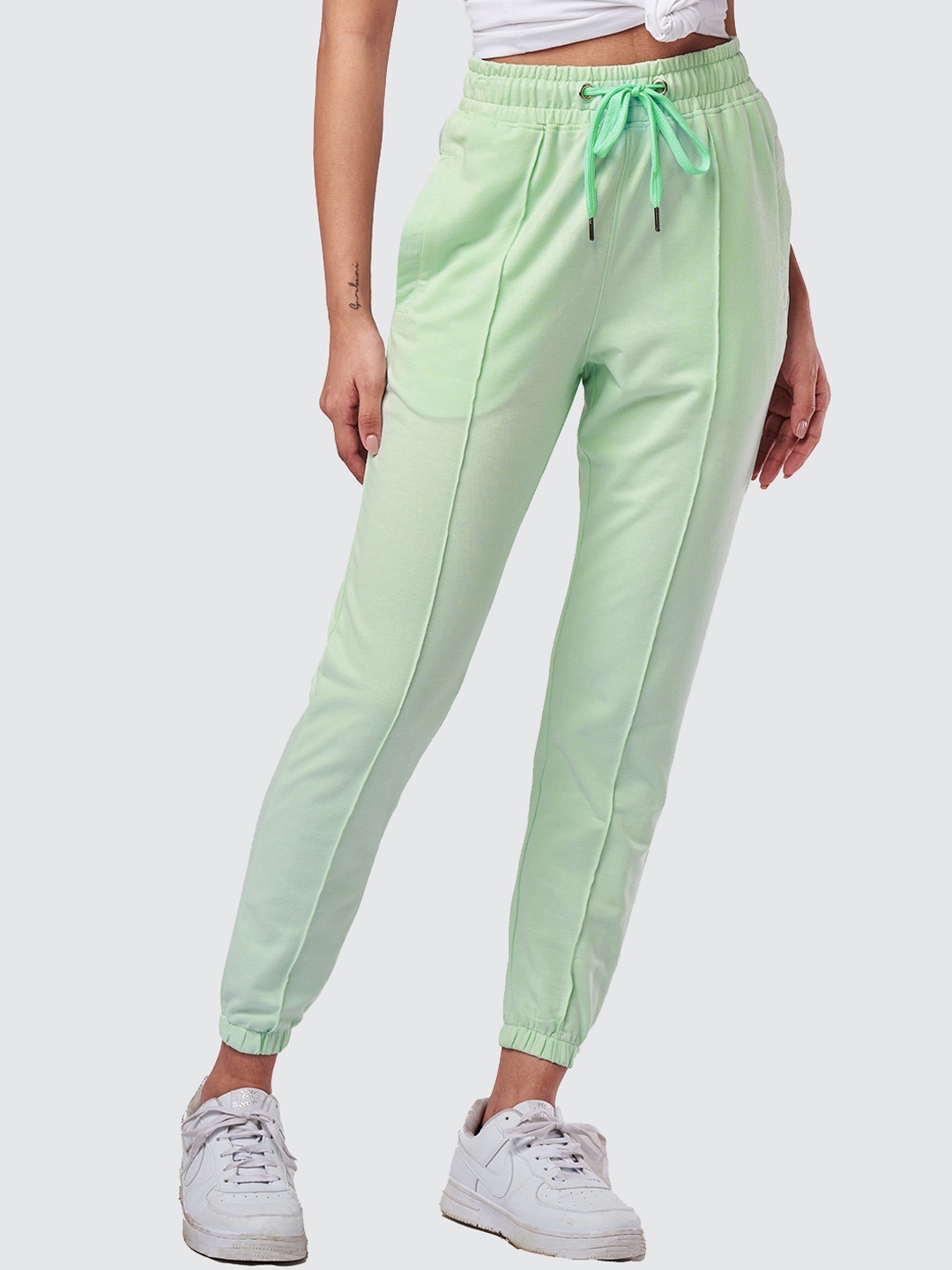 

The Souled Store Women Green Solid Track Pants