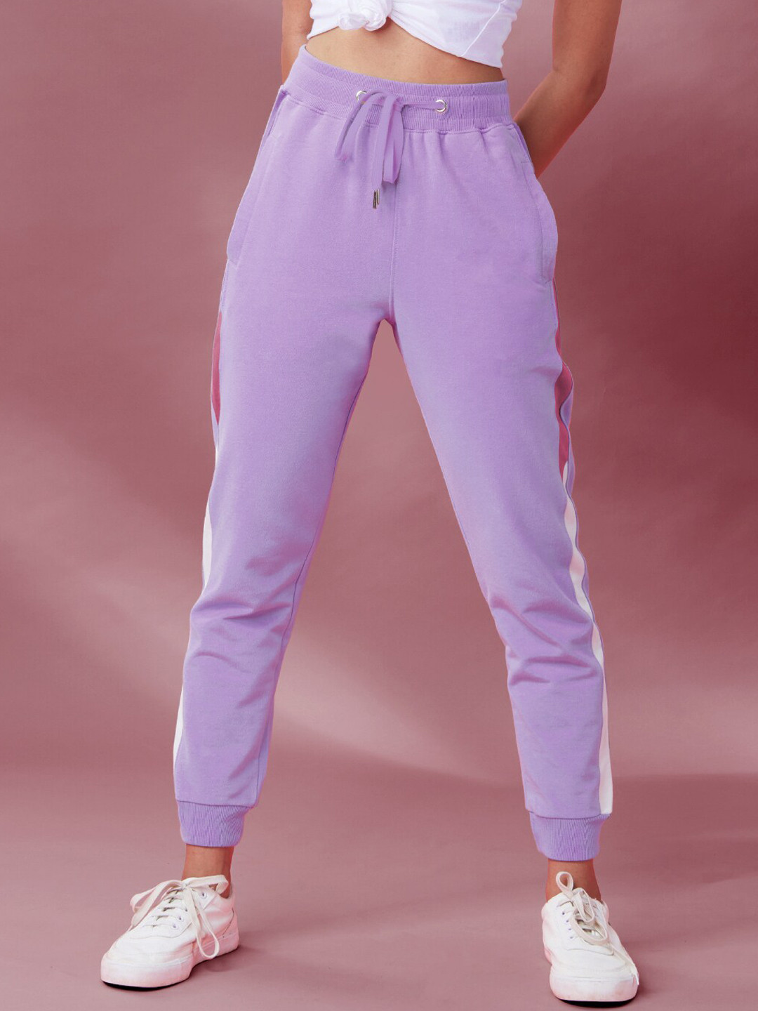 

The Souled Store Women Purple Straight Fit Cotton Joggers