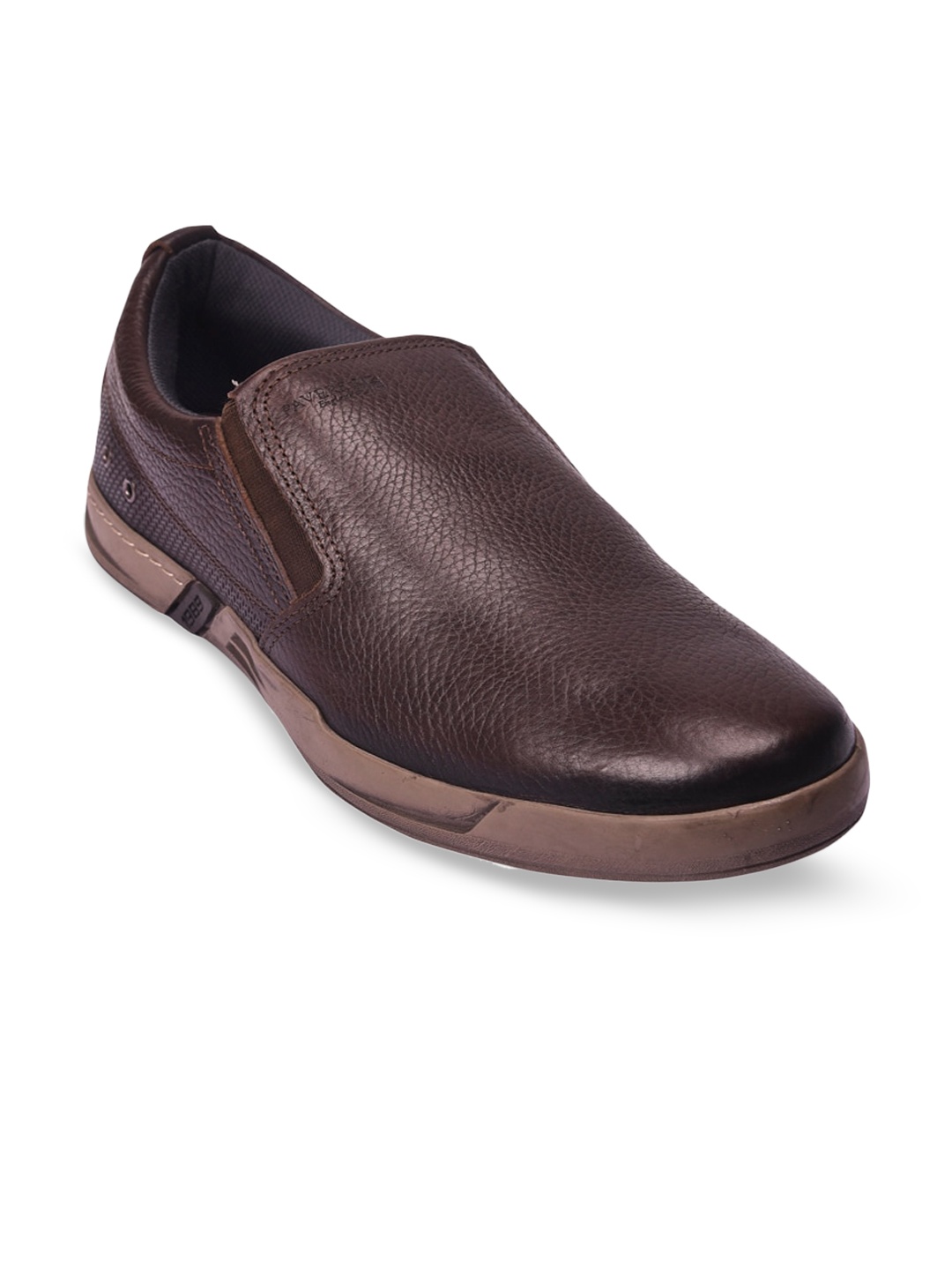 

Pavers England Men Brown Textured Leather Slip-On Sneakers
