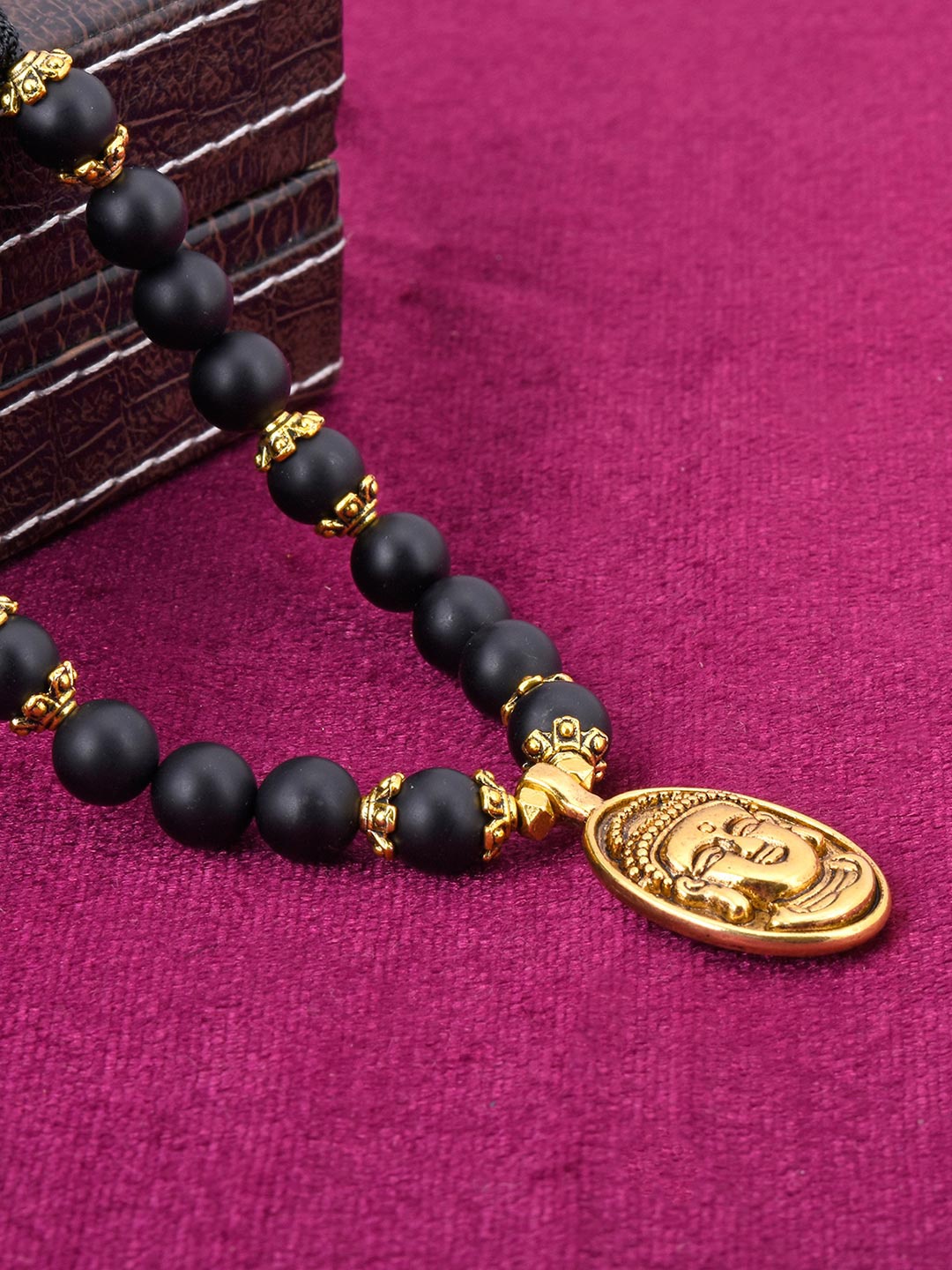 

Tistabene Men Gold-Plated & Black Gautam Buddh Necklace